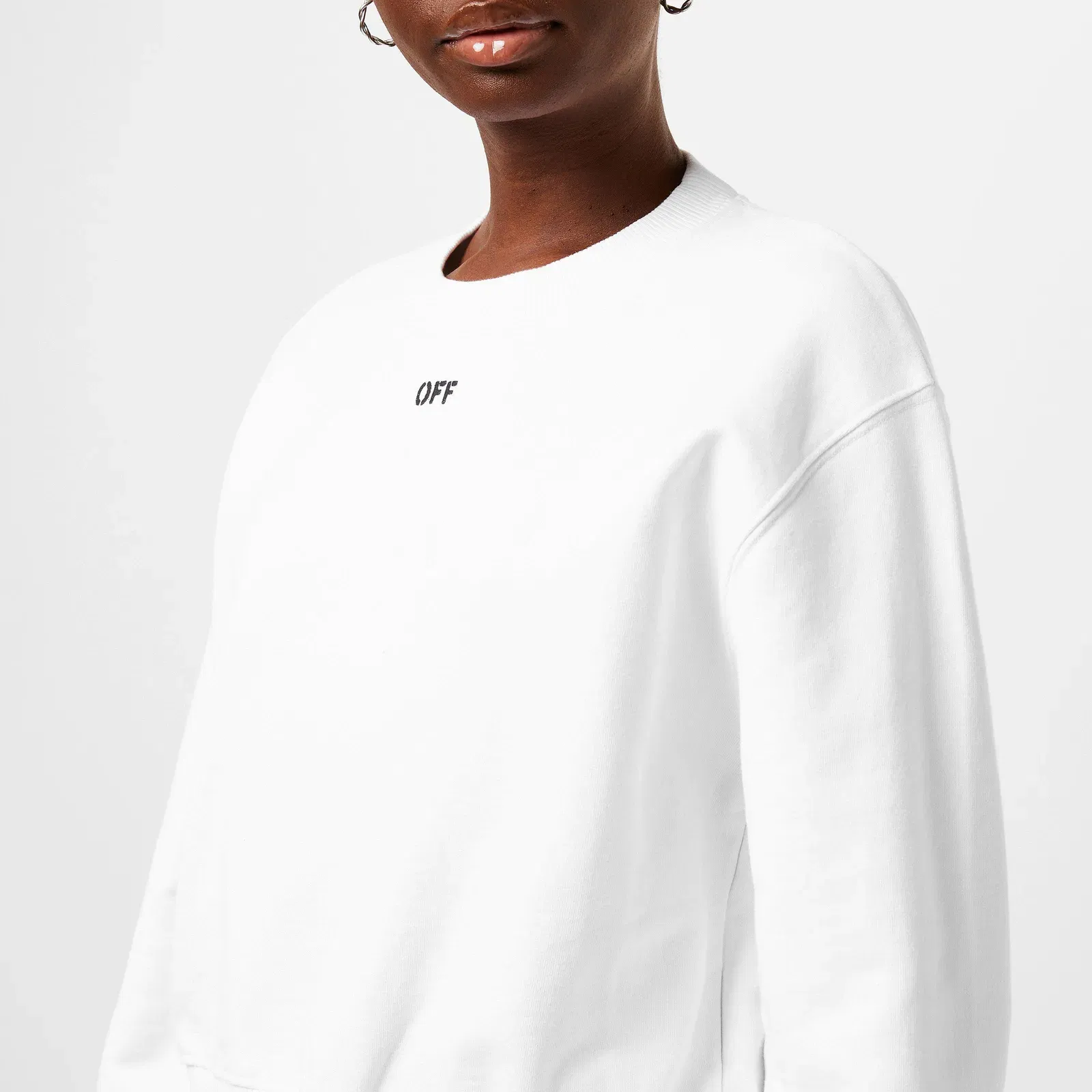 Stamp Cotton Long Sleeve Crew Sweatshirt