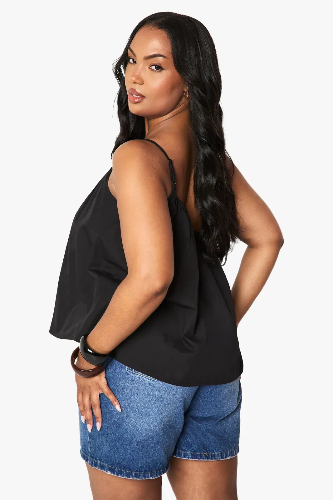Plus Cotton Poplin One Shoulder Cami
