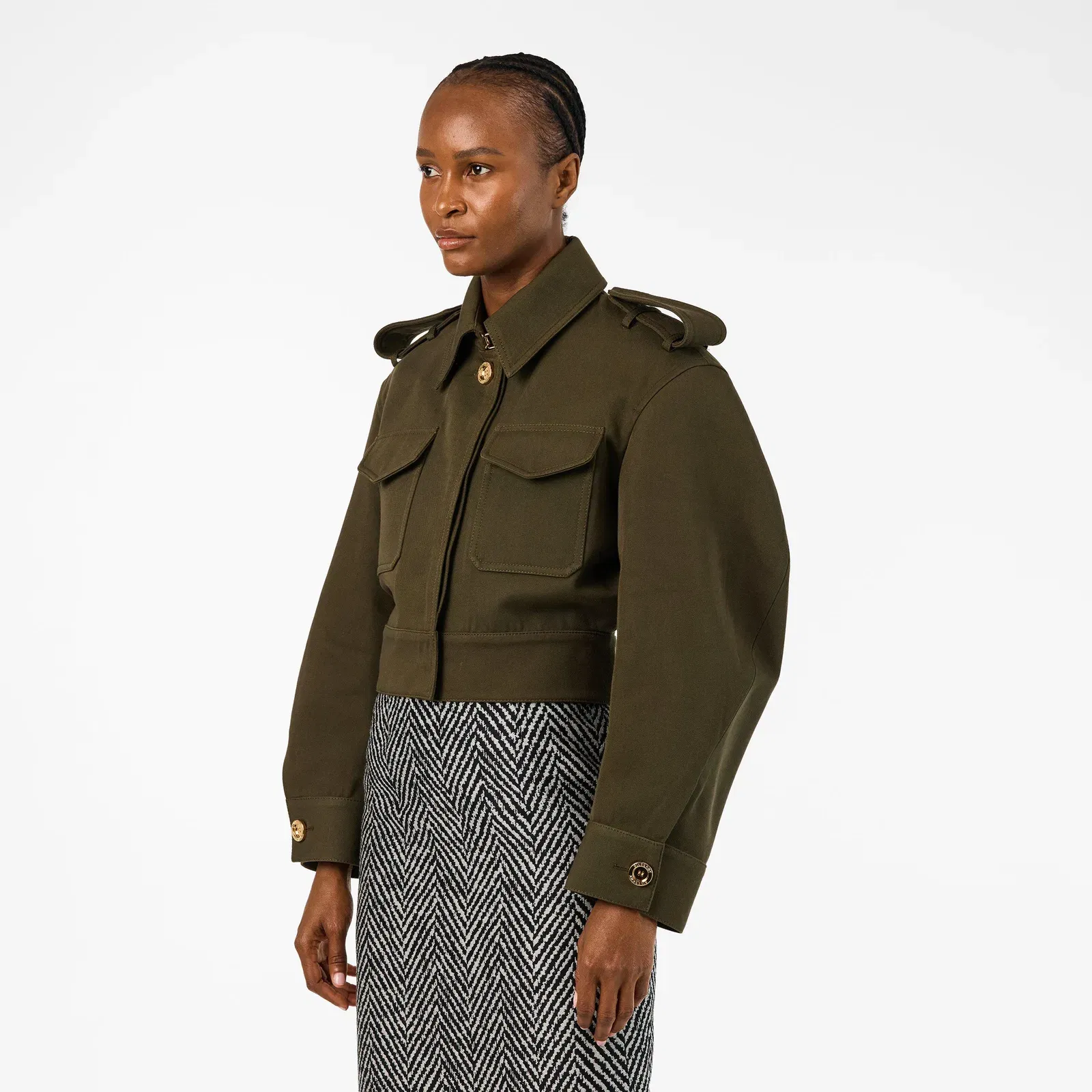 Cocoon Utility Cotton Cropped Long Sleeve Hybrid Jacket