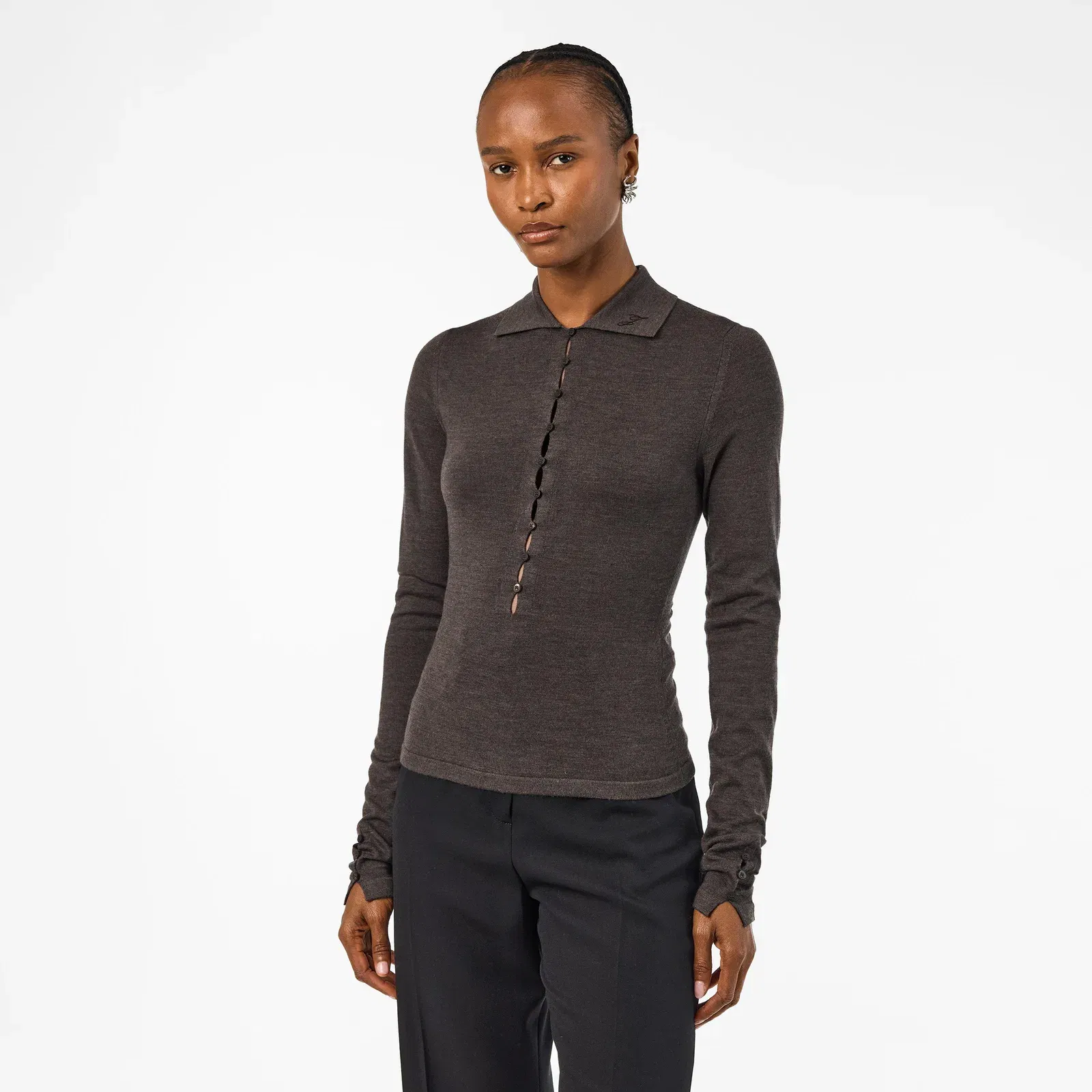 Jacquard Long Sleeve Blouse