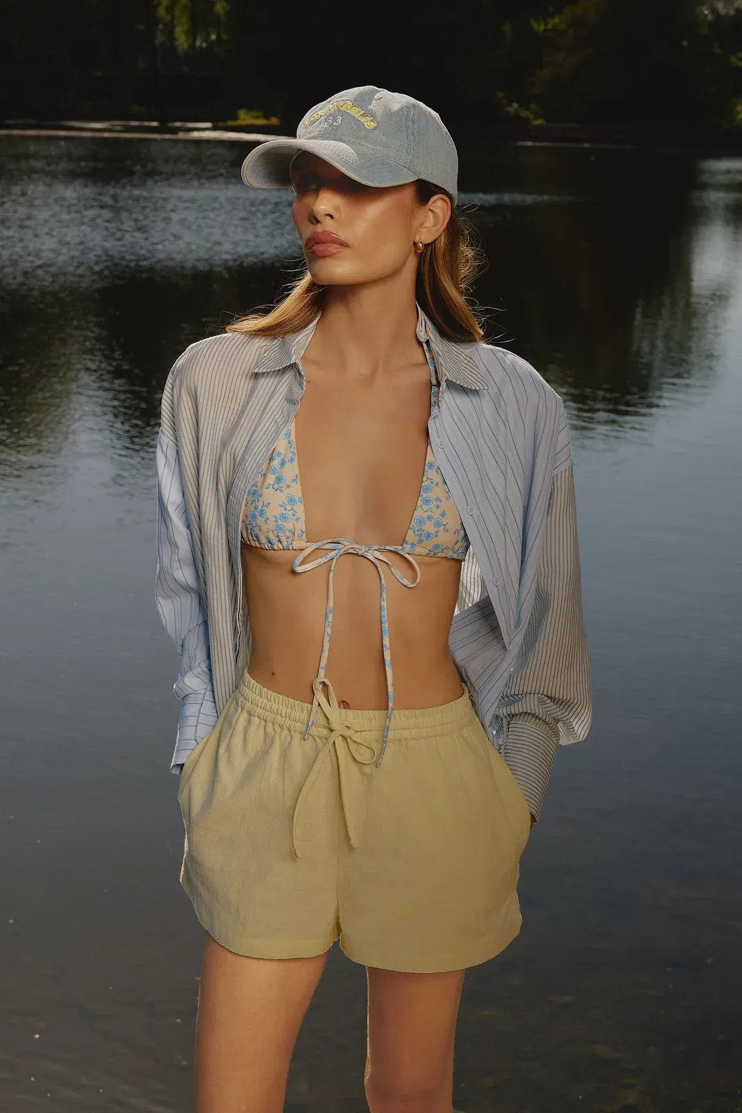 Linen Look Drawstring Shorts