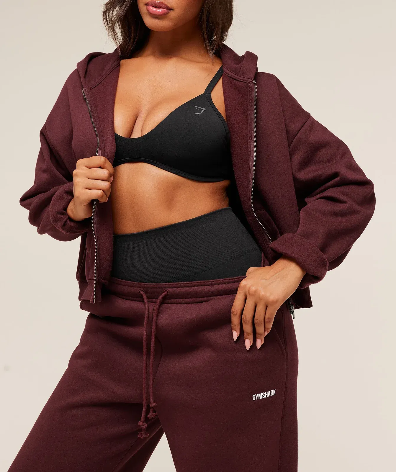 Gymshark Cosy Luxe Straight Leg Joggers - Rich Maroon