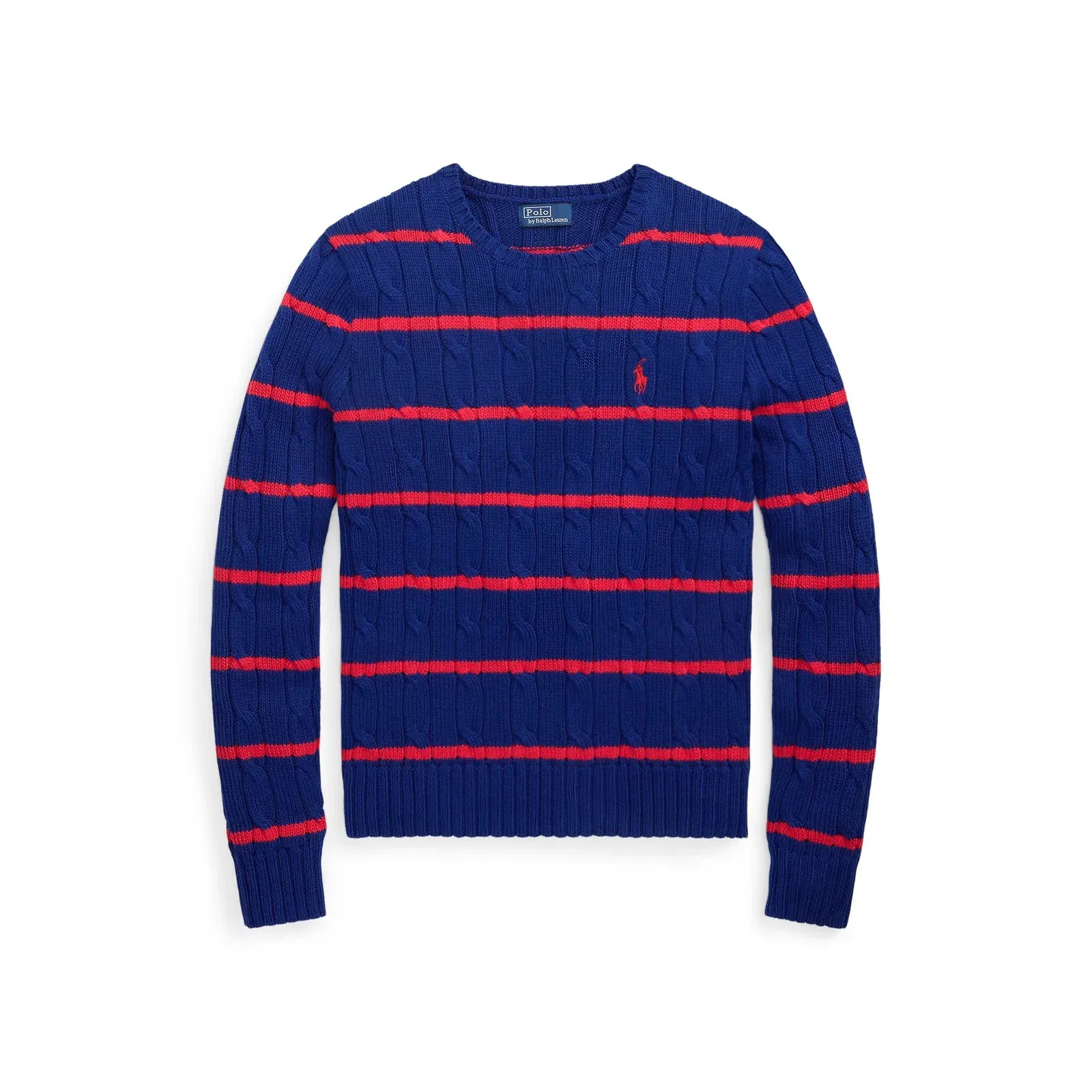 Cable Stripe Crew Neck Jumper