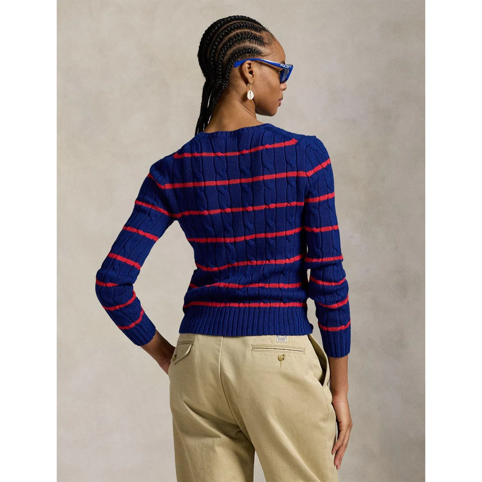 Cable Stripe Crew Neck Jumper