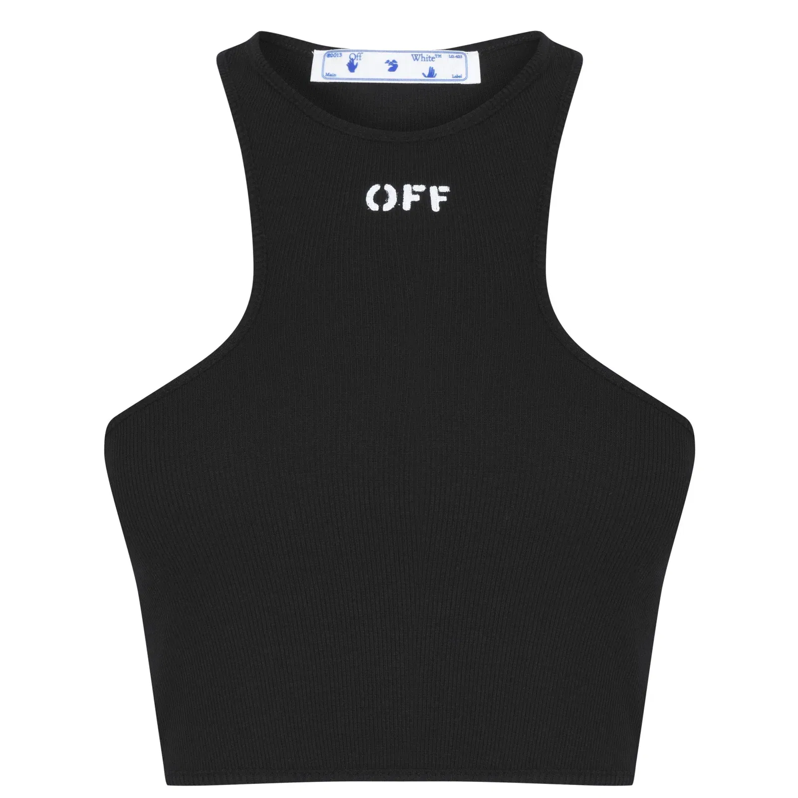 Stamp Cotton Sleeveless Round Neck Crop Top