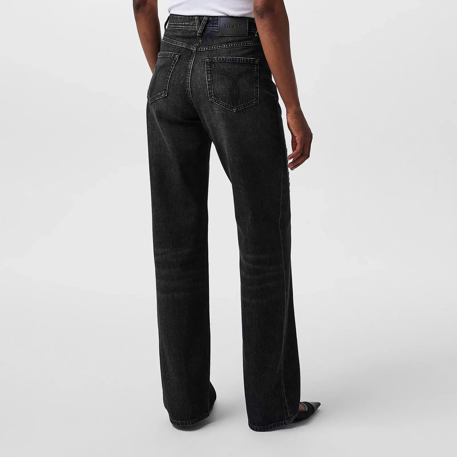 Structured Denim Wide Leg Jeans