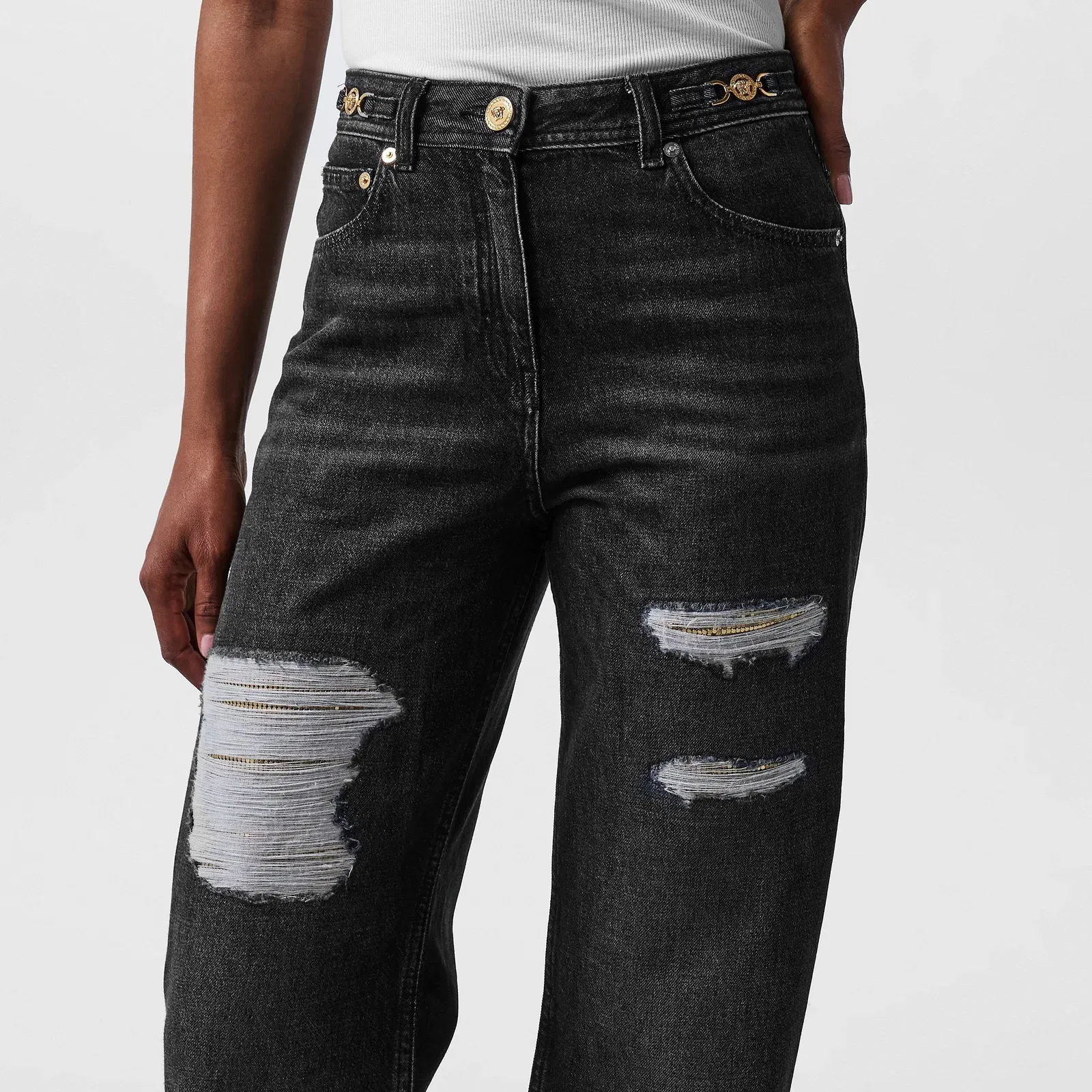 Structured Denim Wide Leg Jeans