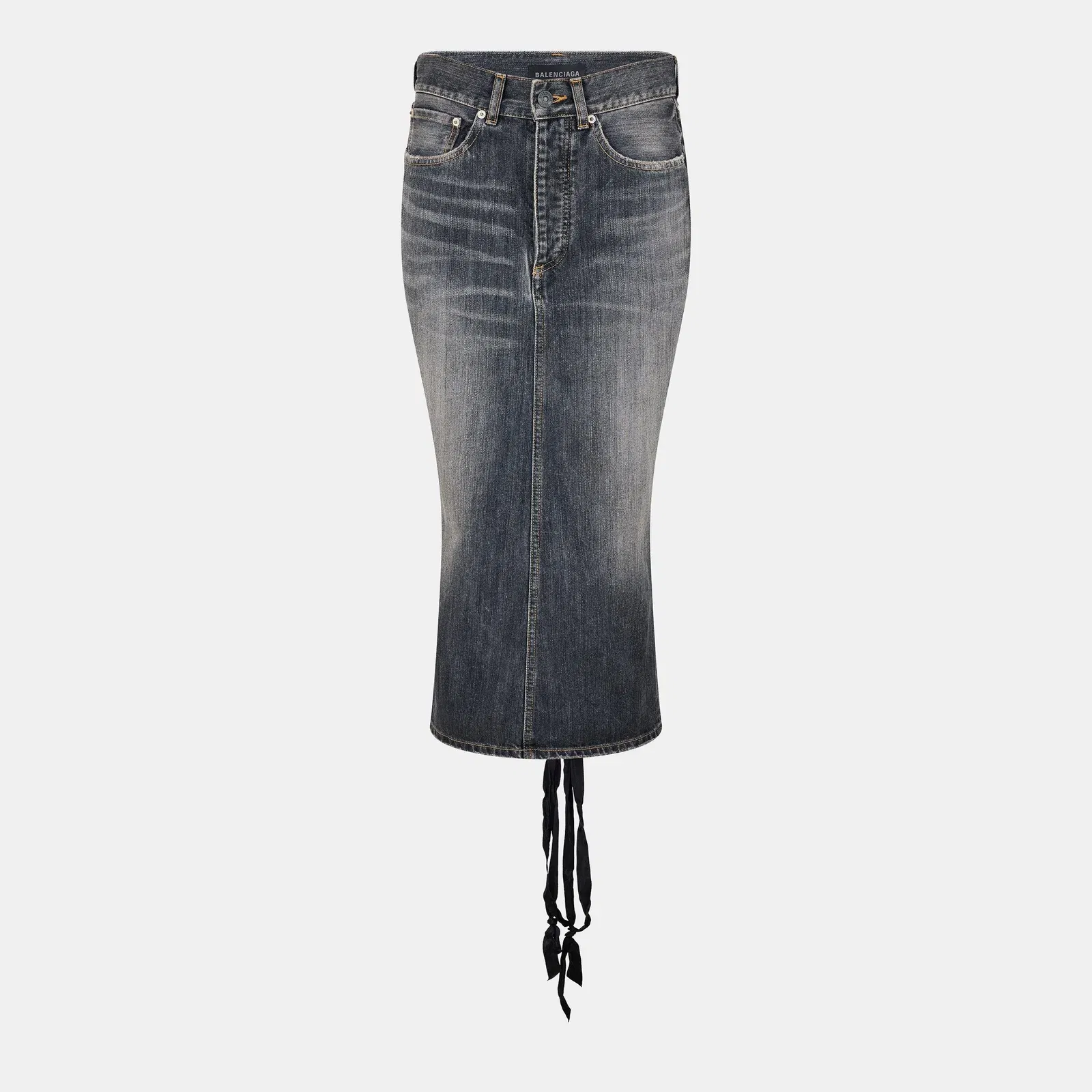 Lace-Up Denim Skirt