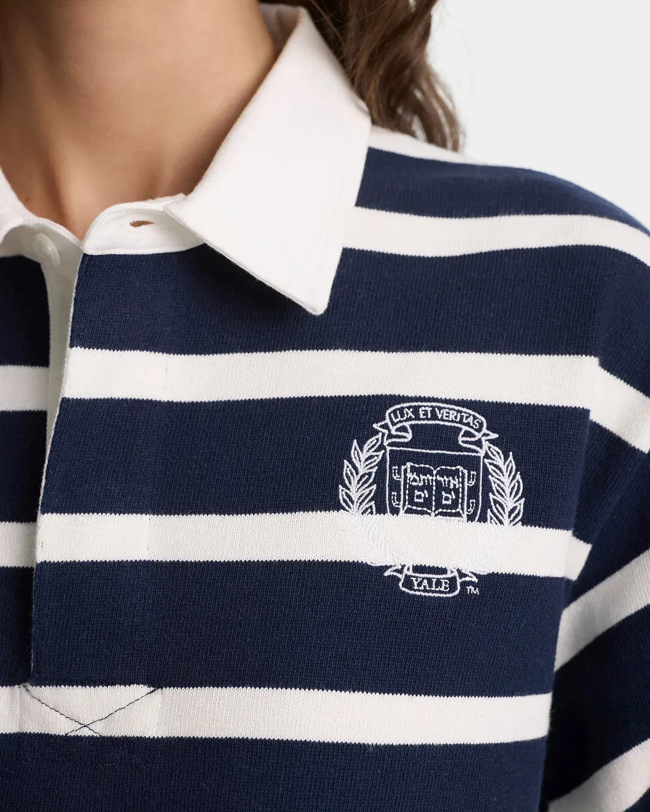 Yale Crest Rugby Polo - Navy/White