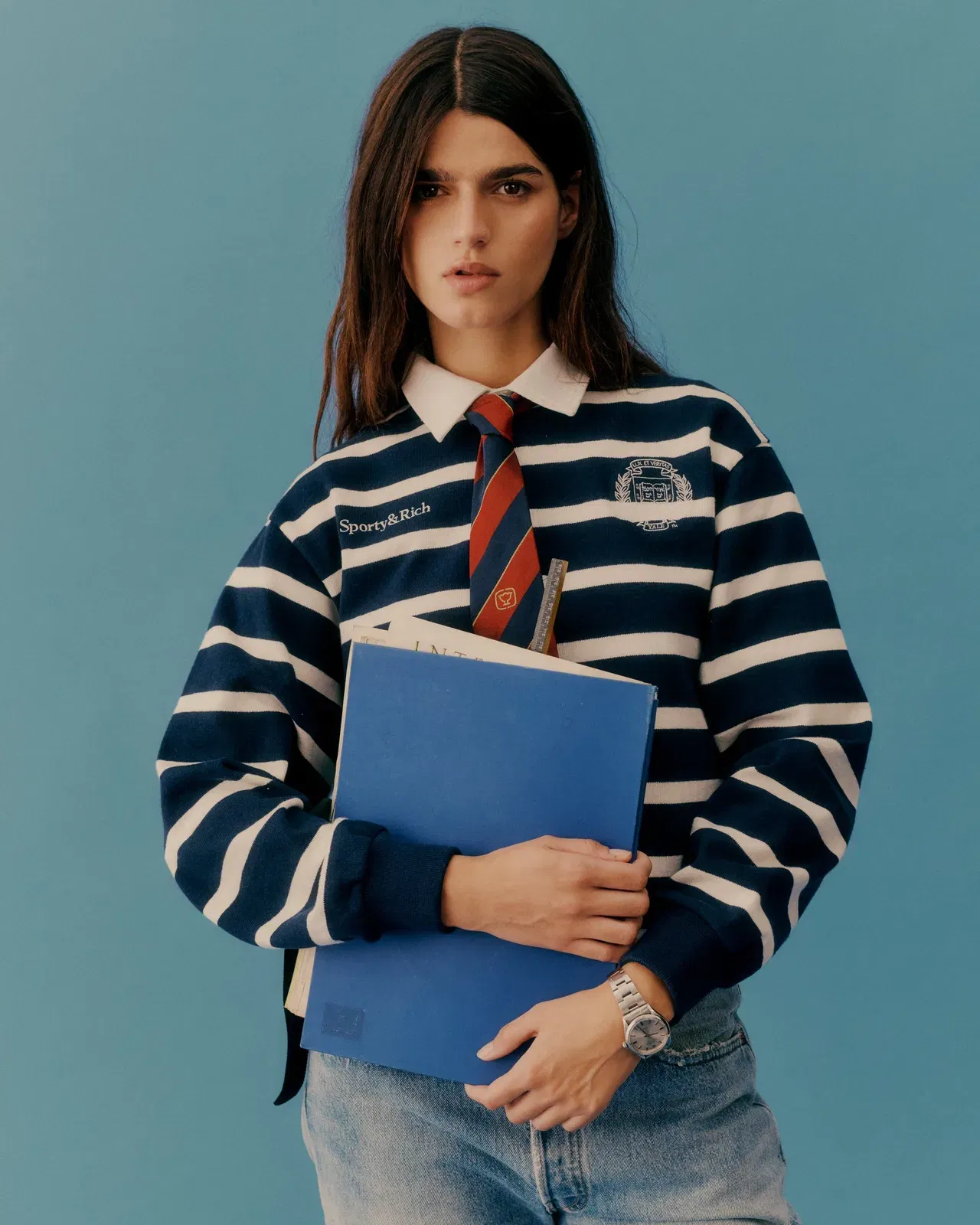 Yale Crest Rugby Polo - Navy/White