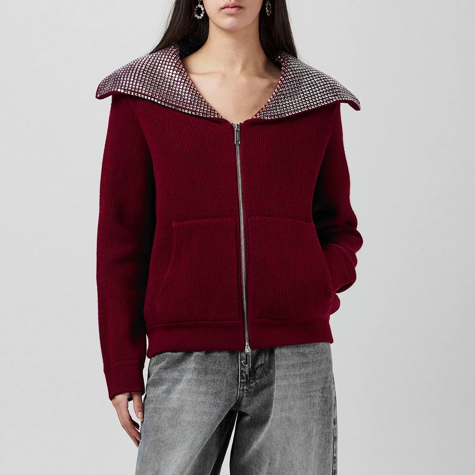 Diamante Knitted Crew Neck Jumper