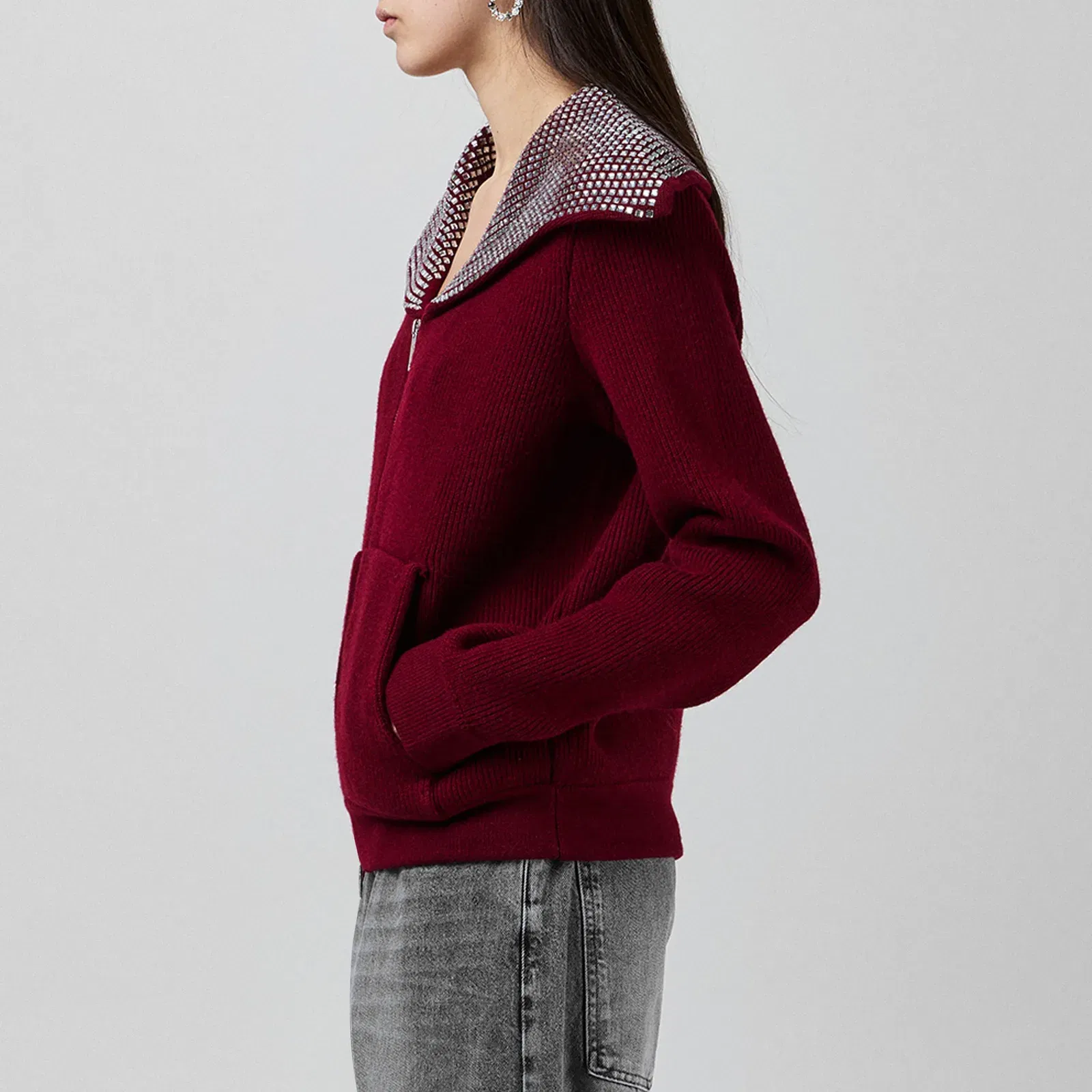 Diamante Knitted Crew Neck Jumper