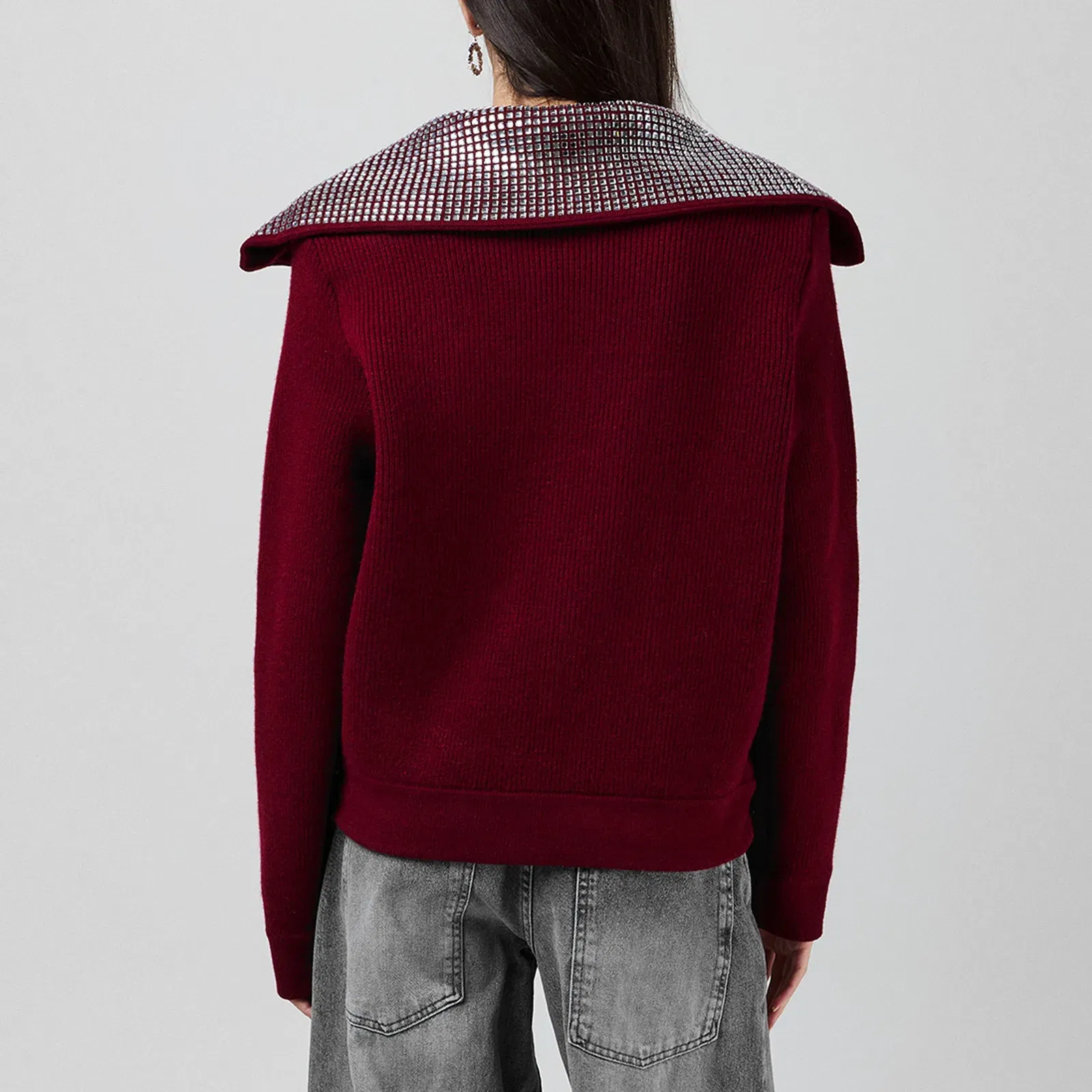 Diamante Knitted Crew Neck Jumper