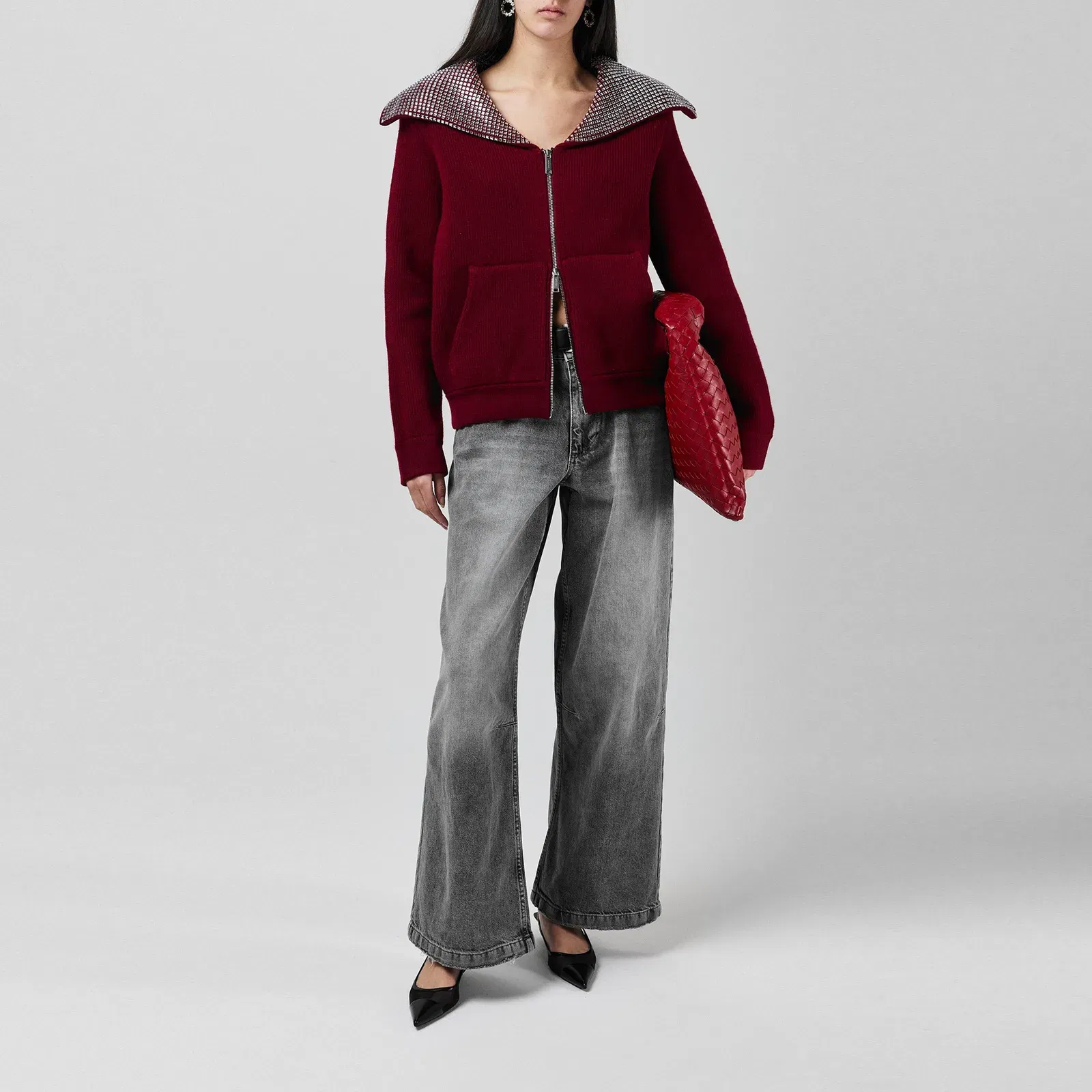 Diamante Knitted Crew Neck Jumper