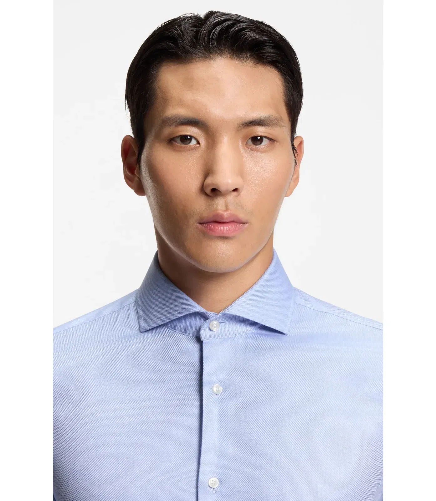 Boss Wrinkle Resistant Slim Fit Shirt In A Cotton Blend Light Blue