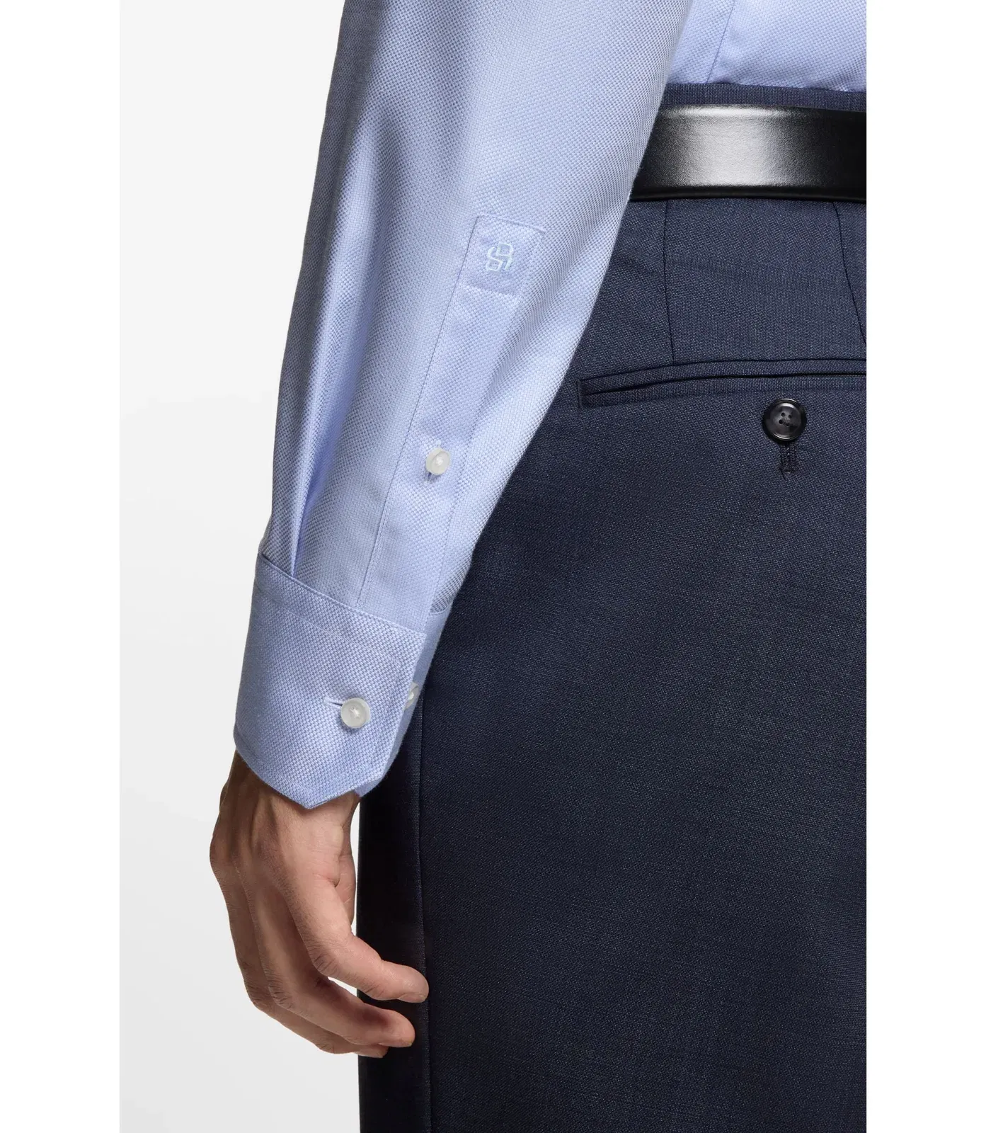 Boss Wrinkle Resistant Slim Fit Shirt In A Cotton Blend Light Blue