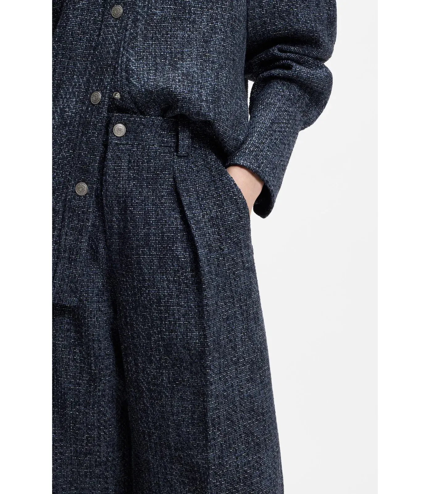 Boss Wide Leg Trousers In Stretch Tweed Patterned Women's