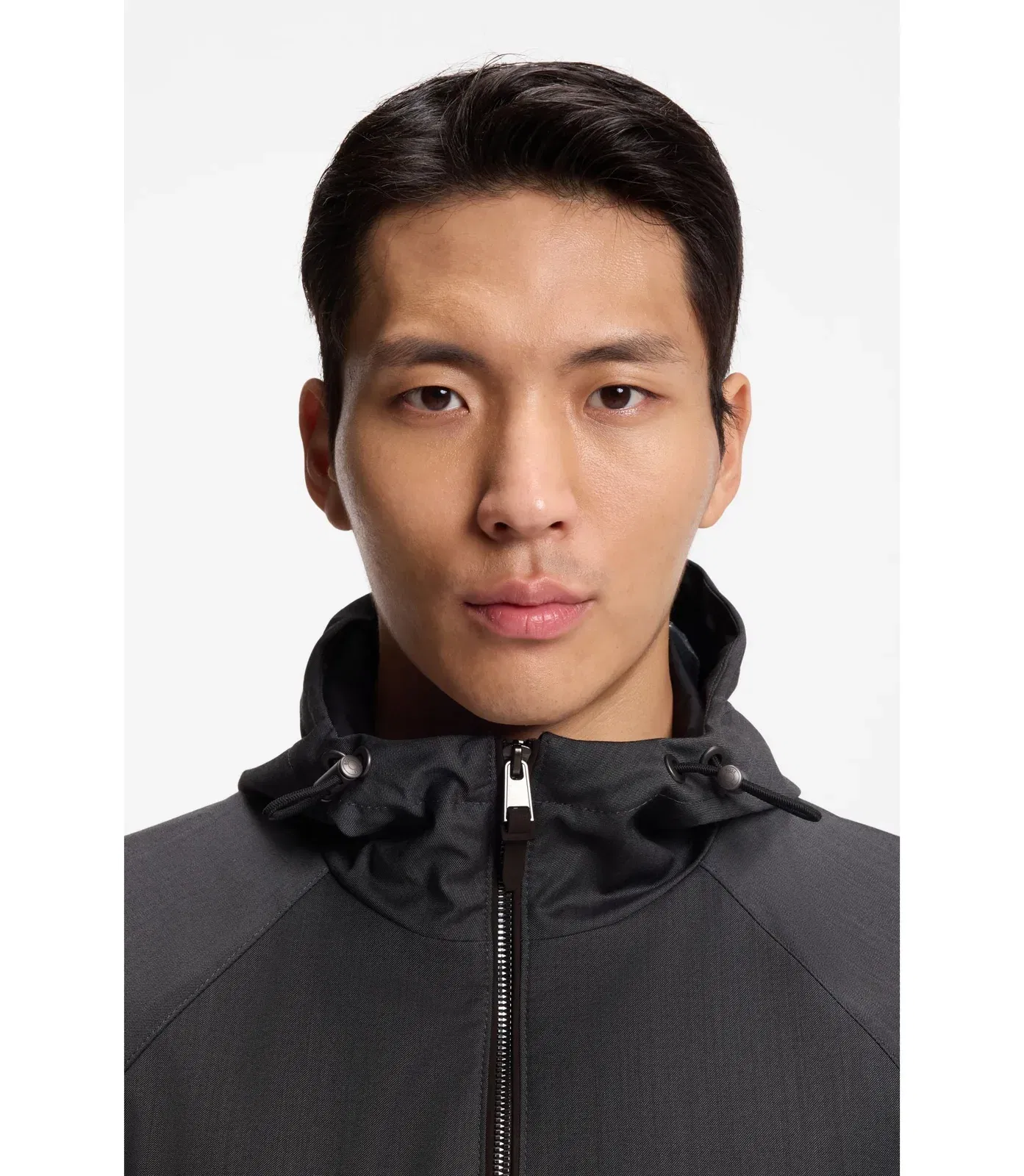 Boss Virgin Wool Windbreaker With Hood Black