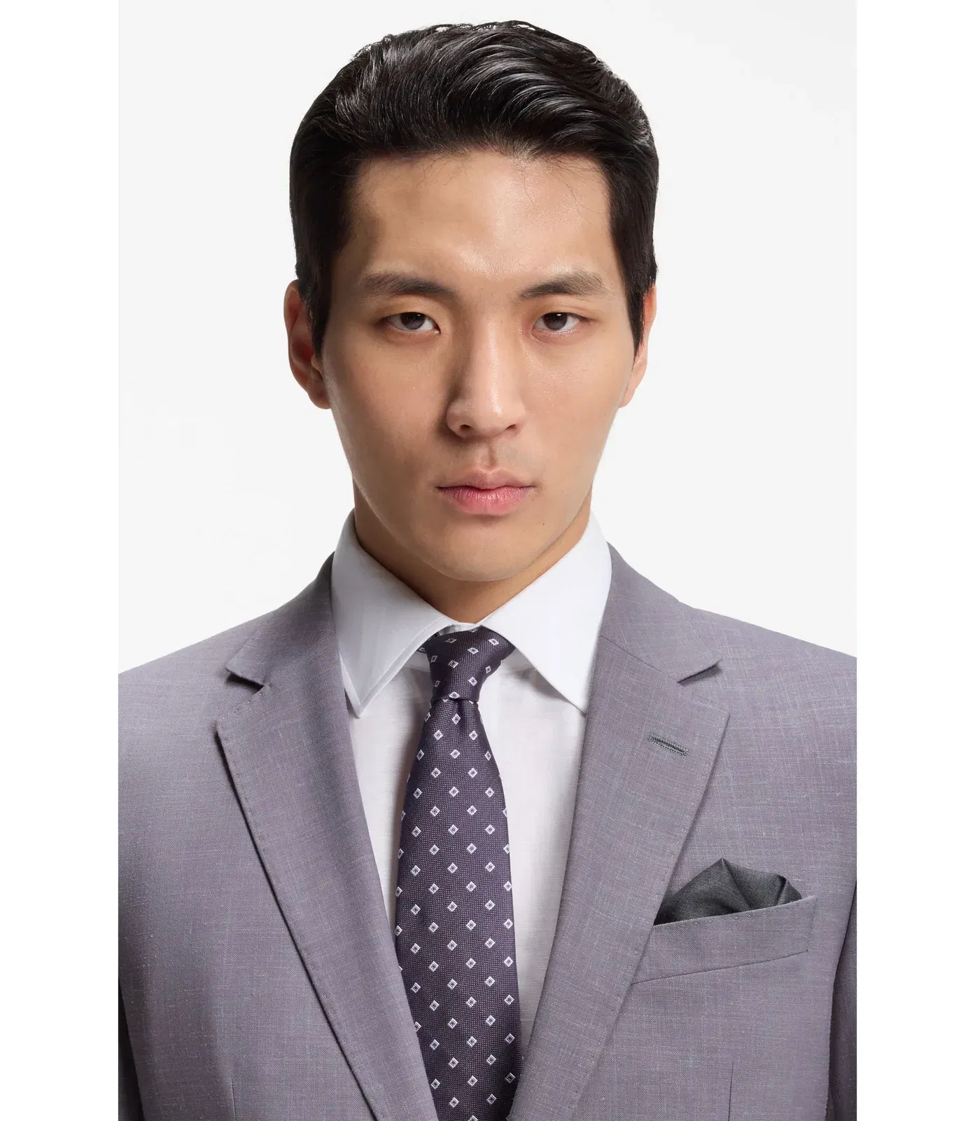 Boss Two Piece Slim Fit Suit In Micro Patterned Cloth Purple