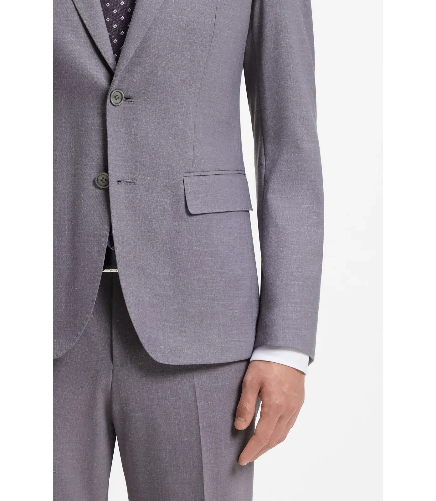 Boss Two Piece Slim Fit Suit In Micro Patterned Cloth Purple