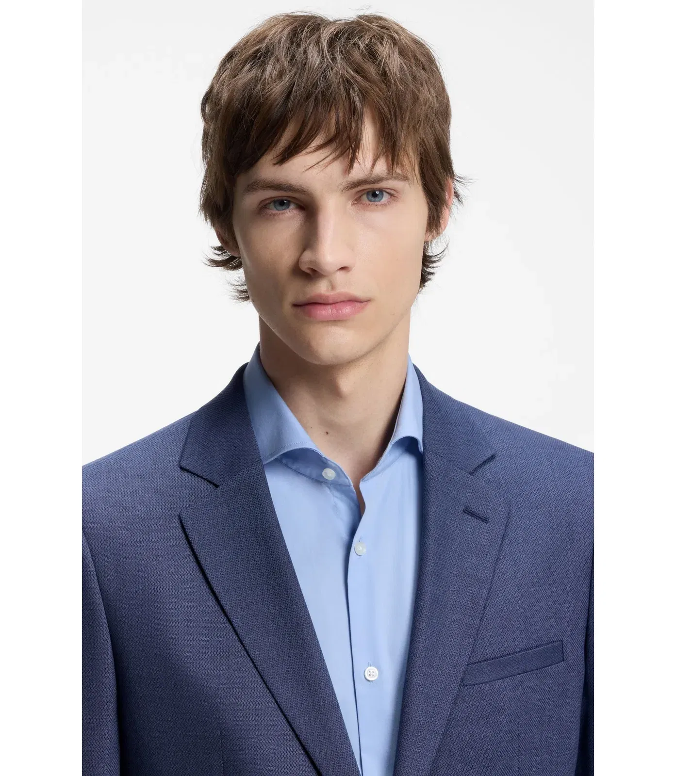 Hugo Two Piece Extra Slim Fit Suit In Patterned Fabric Light Blue