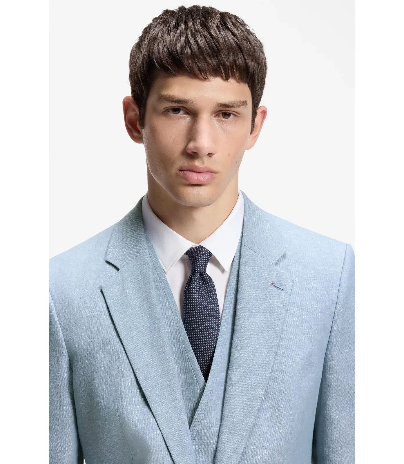 Hugo Three Piece Extra Slim Fit Suit Light Blue