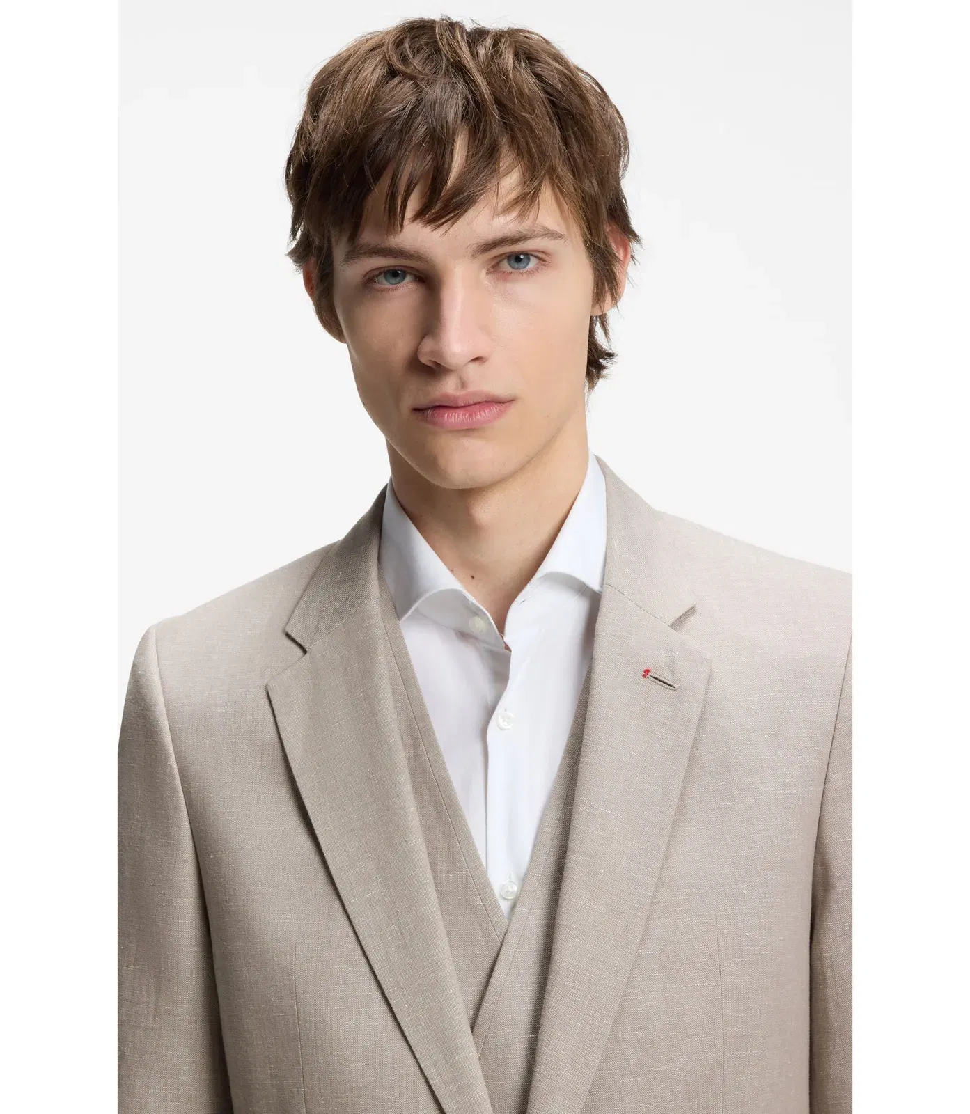 Hugo Three Piece Extra Slim Fit Suit Light Brown