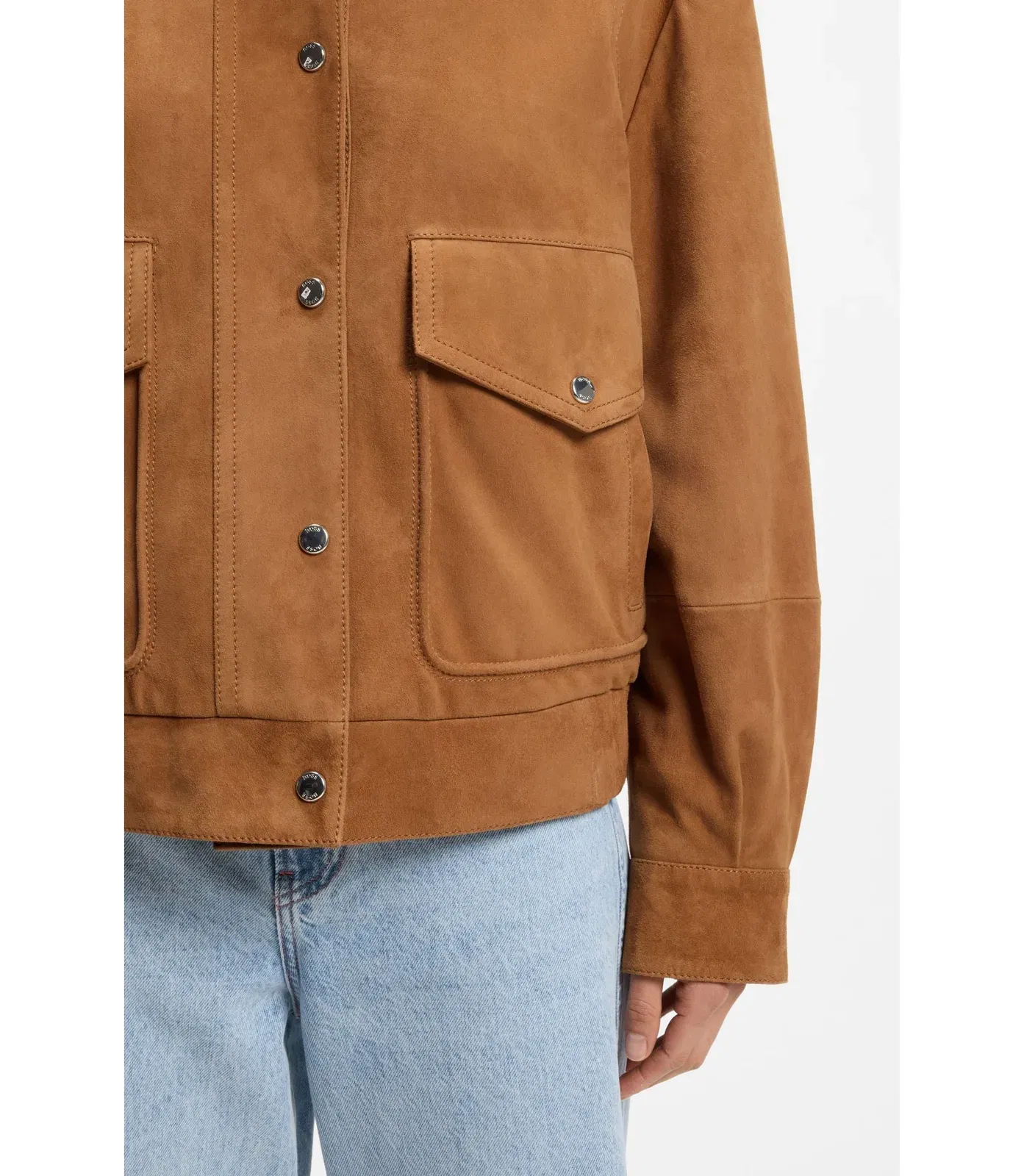 Boss Suede Jacket With Bomber Styling Brown Women's
