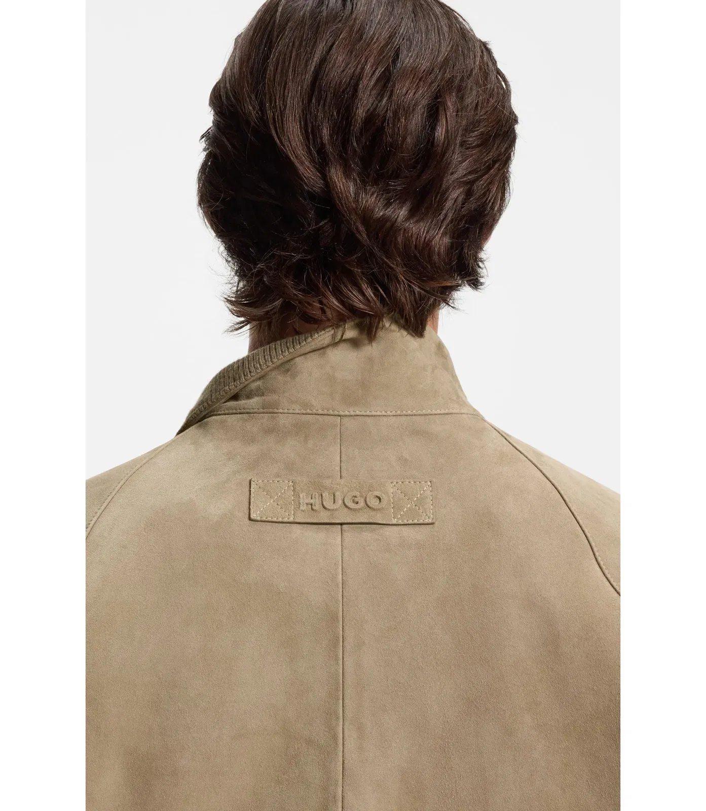 Hugo Suede Jacket In A Regular Fit Beige