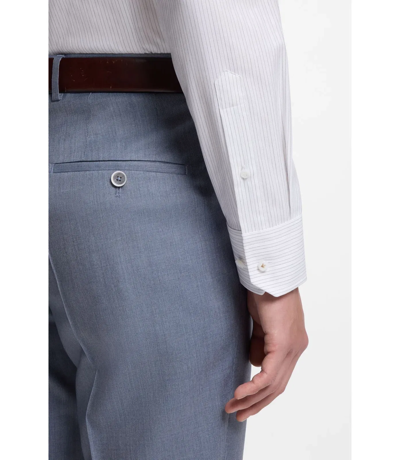 Boss Striped Slim Fit Shirt In Italian Made Cotton Dark Blue