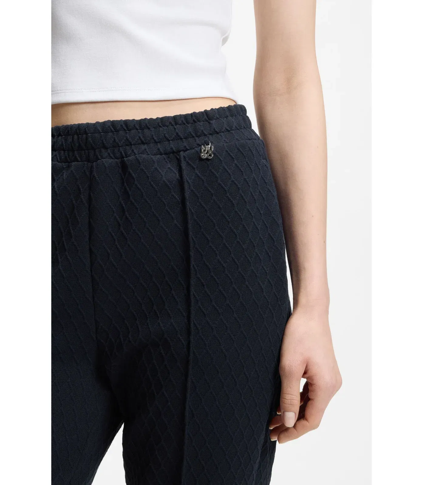 Hugo Straight Fit Track Pants In Diamond Jacquard Blue Women's