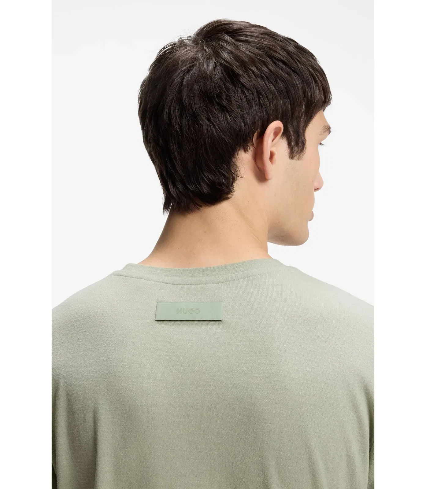 Hugo Slub Interlock T-Shirt In A Slim Fit Light Green
