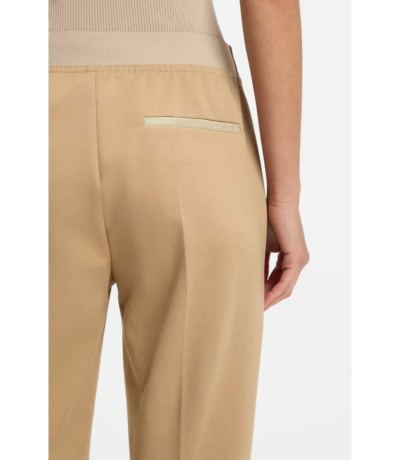 Boss Slim Fit Trousers In Stretch Jersey Light Beige Women's