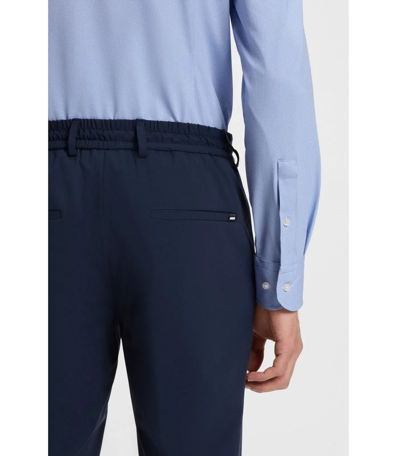 Boss Slim Fit Shirt In Structured Performance Stretch Jersey Blue