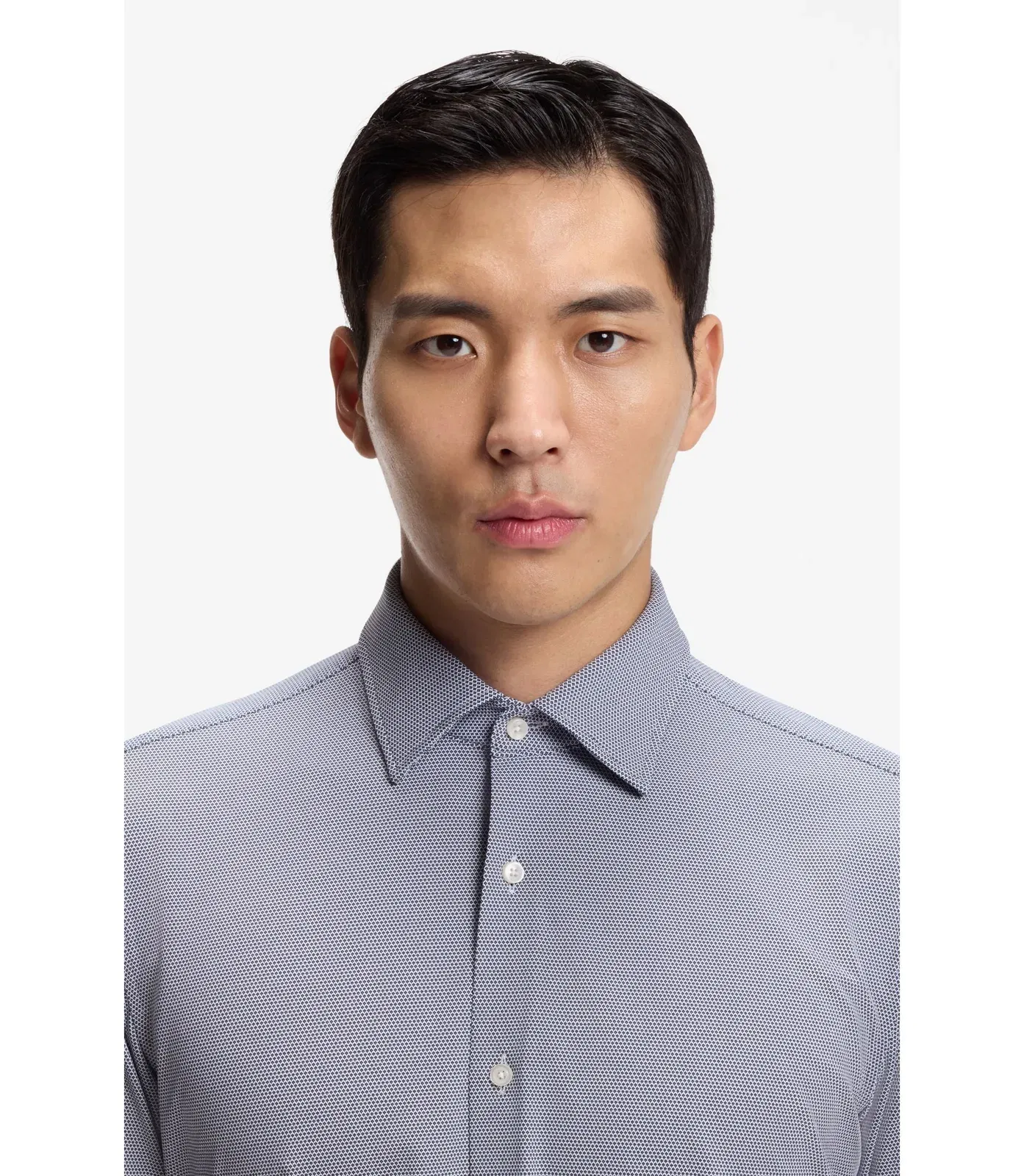Boss Slim Fit Shirt In Structured Performance Stretch Fabric Dark Blue