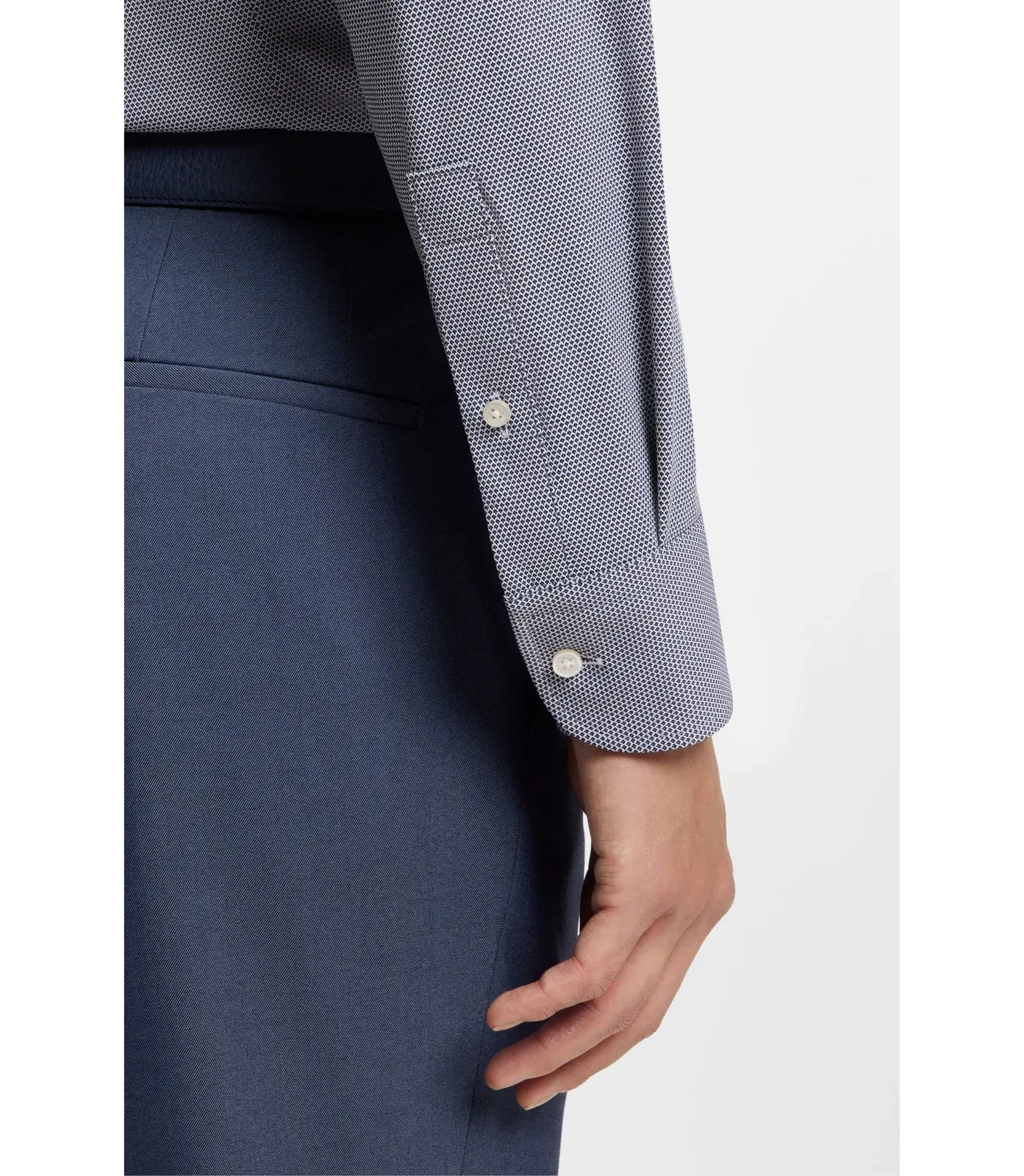 Boss Slim Fit Shirt In Structured Performance Stretch Fabric Dark Blue