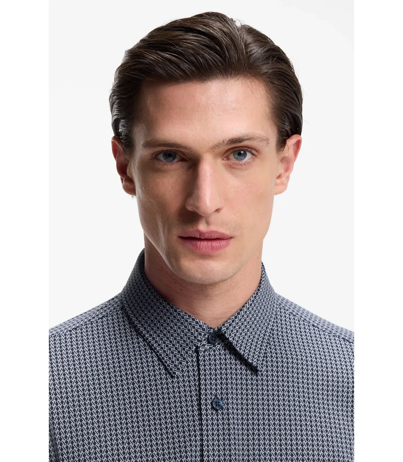 Boss Slim Fit Shirt In Italian Made Performance Stretch Jersey Dark Blue