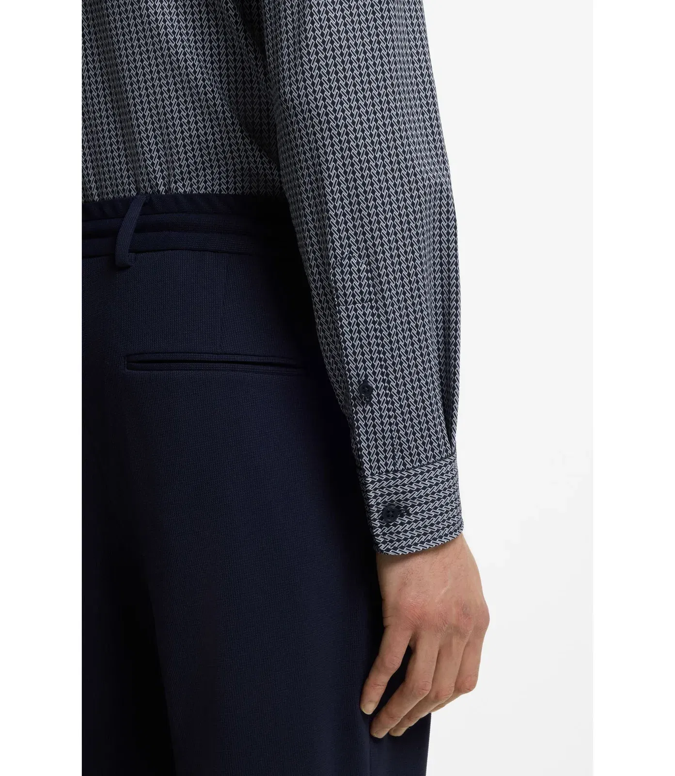 Boss Slim Fit Shirt In Italian Made Performance Stretch Jersey Dark Blue