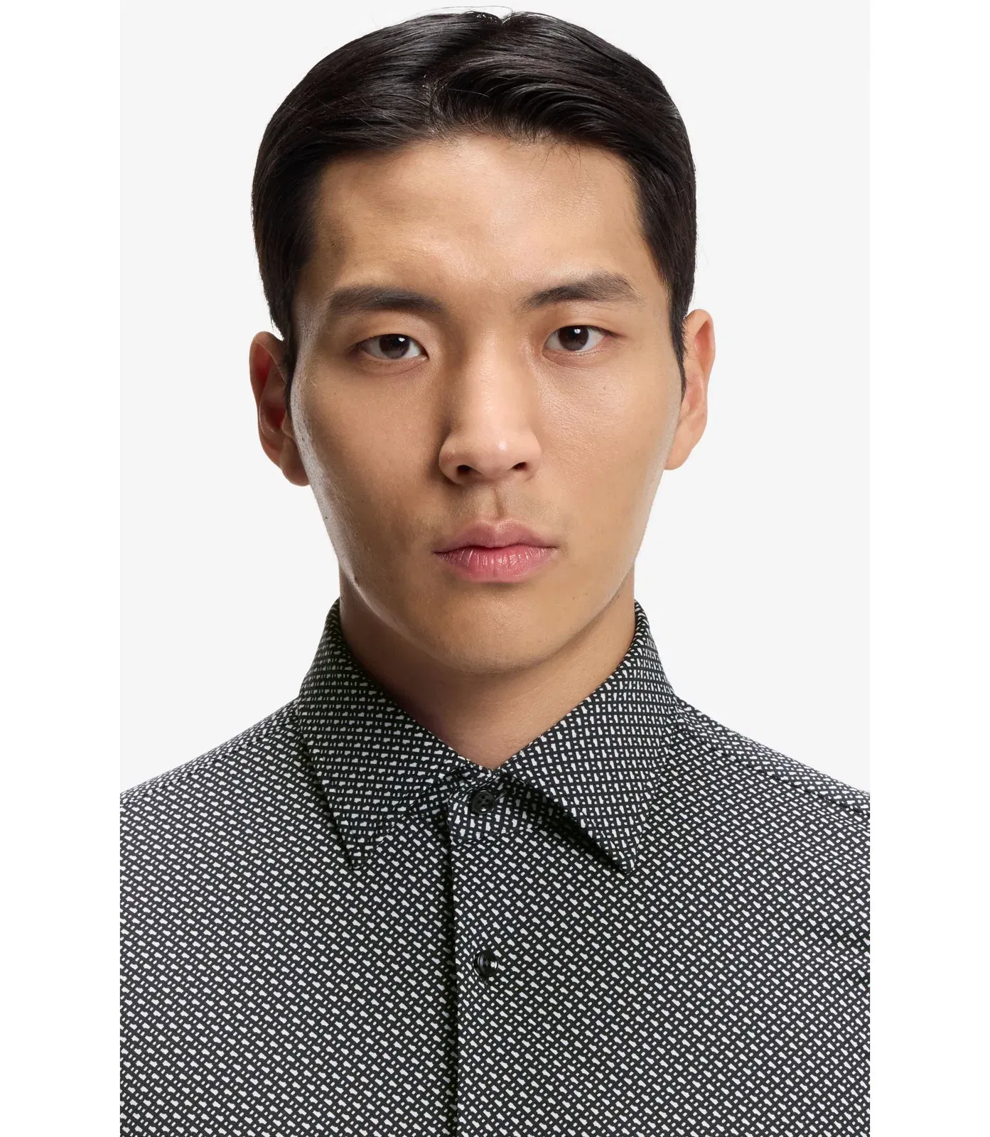 Boss Slim Fit Shirt In Italian Made Performance Stretch Fabric Black
