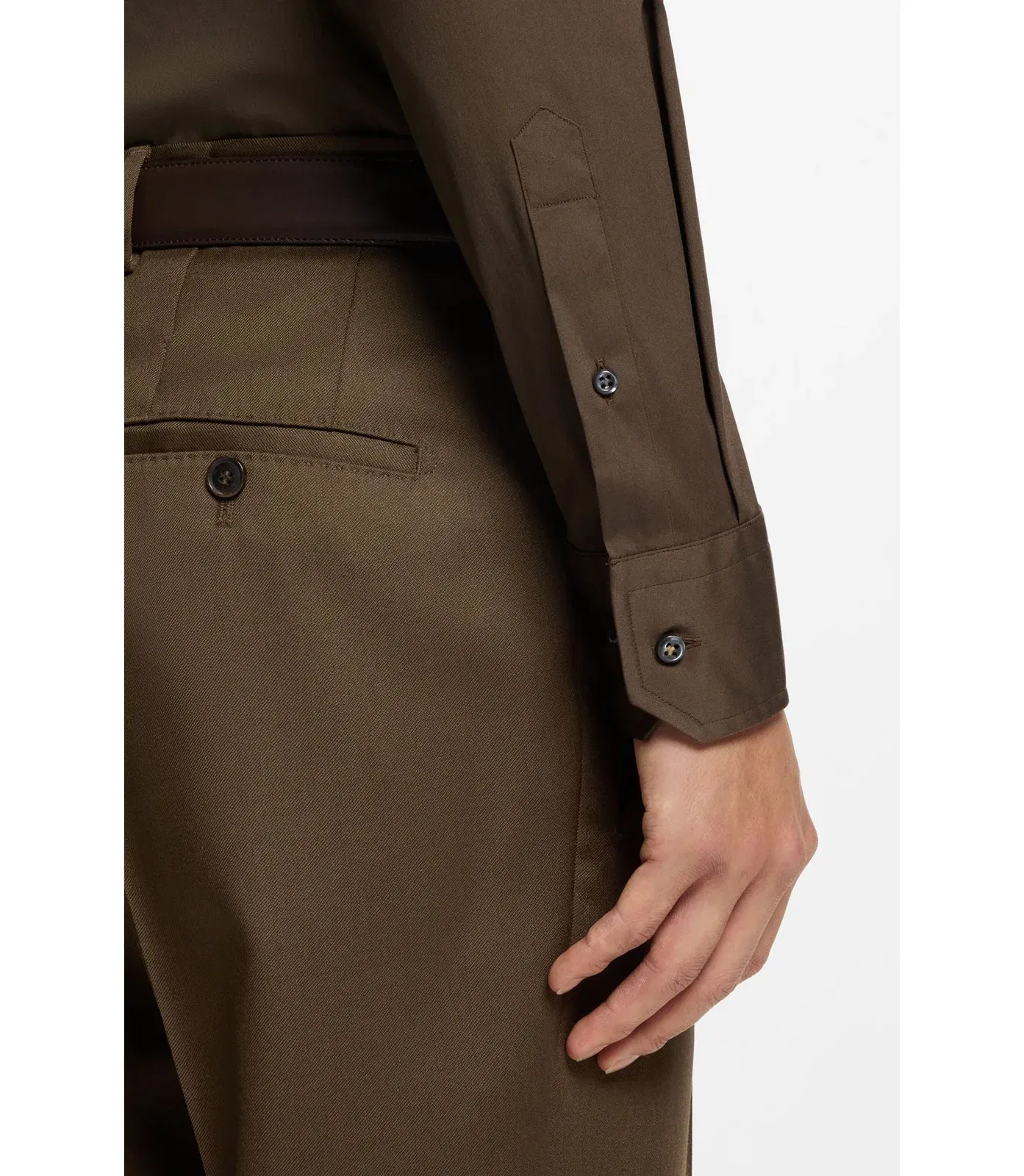 Boss Slim Fit Shirt In An Italian Made Cotton Blend Light Green