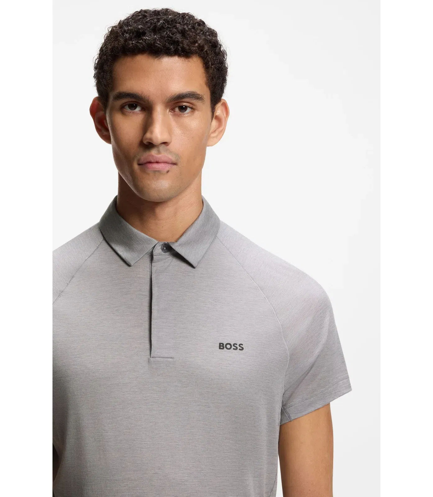 Boss Slim Fit Polo Shirt With Temperature Regulating Performance Light Grey