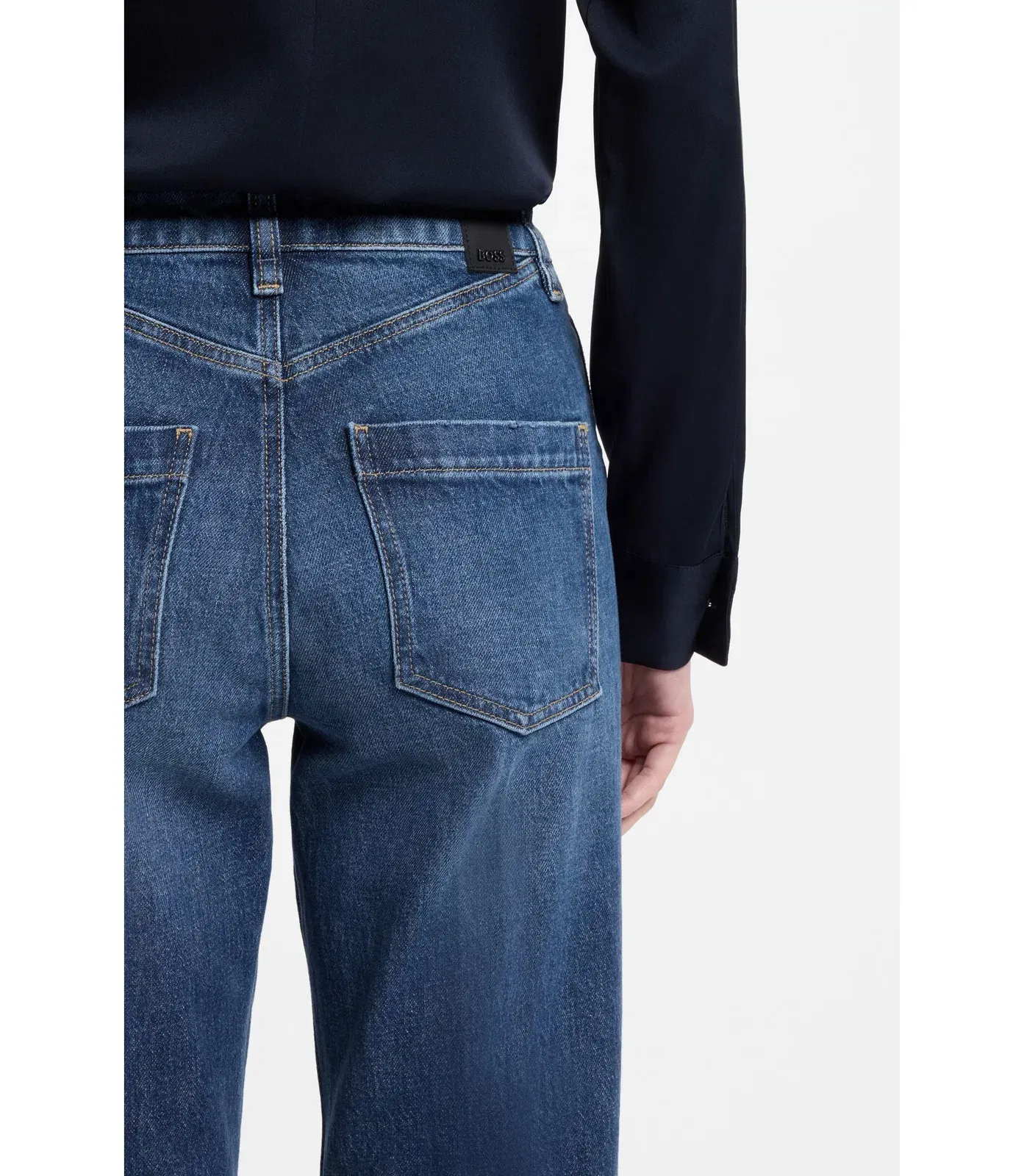 Boss Slim Fit Jeans In Indigo Stretch Denim Dark Blue Women's