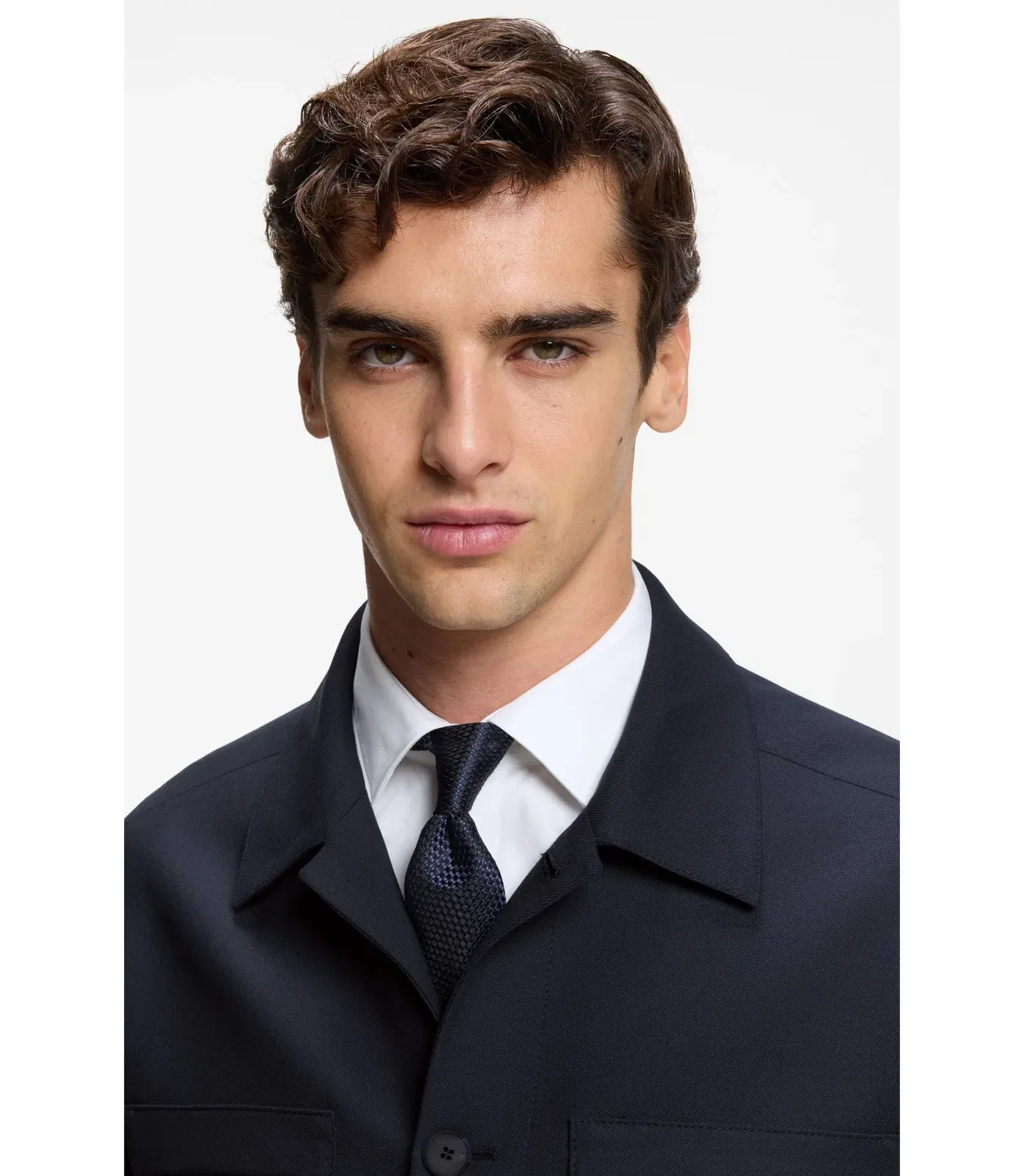 Hugo Slim Fit Jacket In Wrinkle Resistant Twill Dark Blue