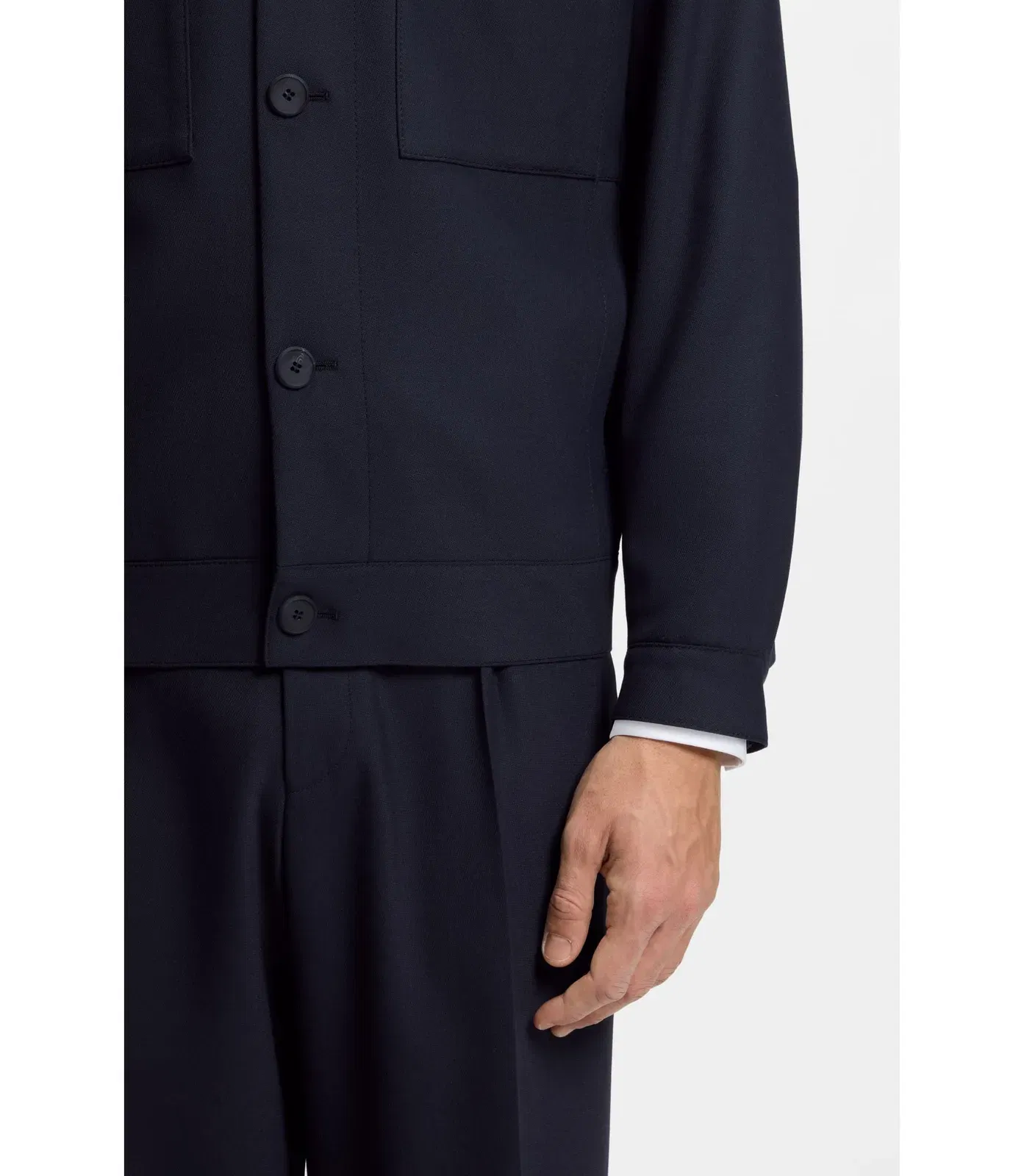 Hugo Slim Fit Jacket In Wrinkle Resistant Twill Dark Blue