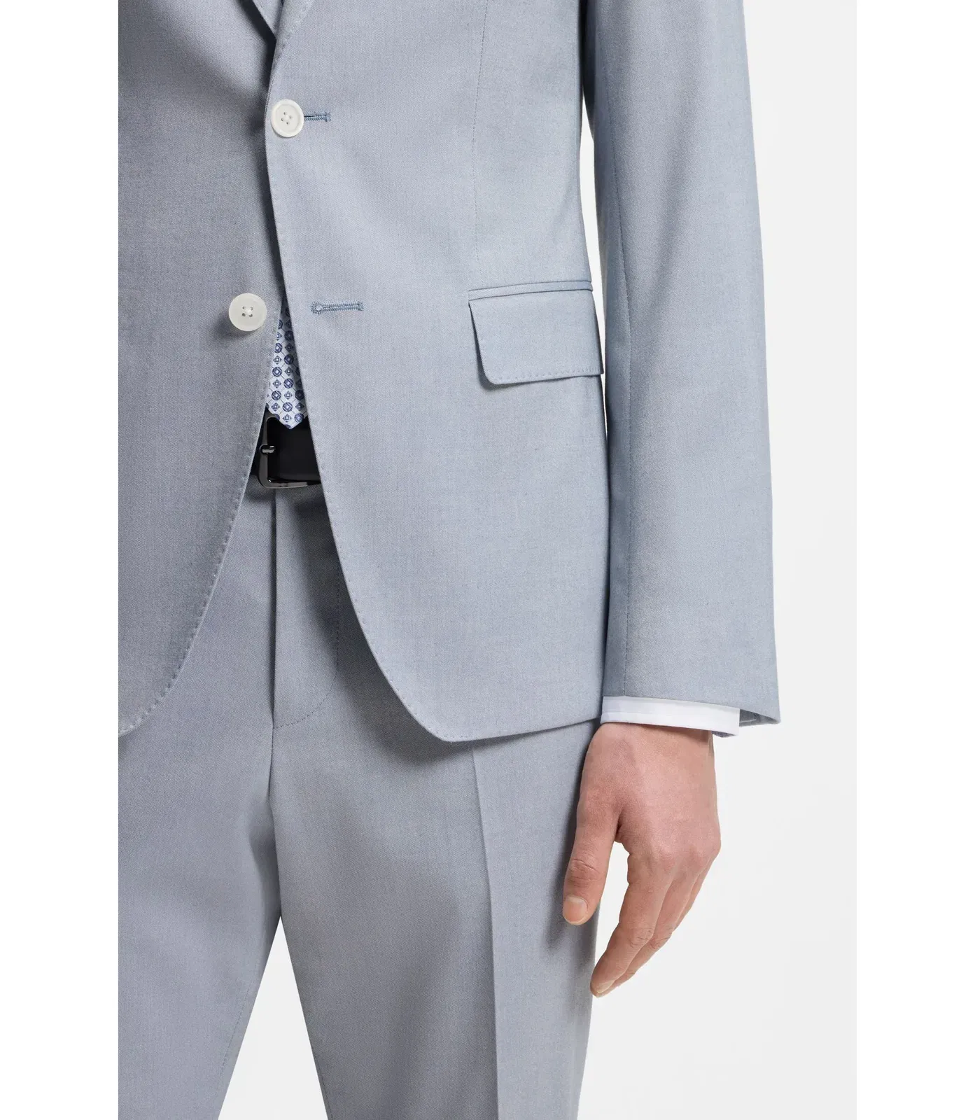 Boss Slim Fit Jacket In Patterned Chiffon Light Blue