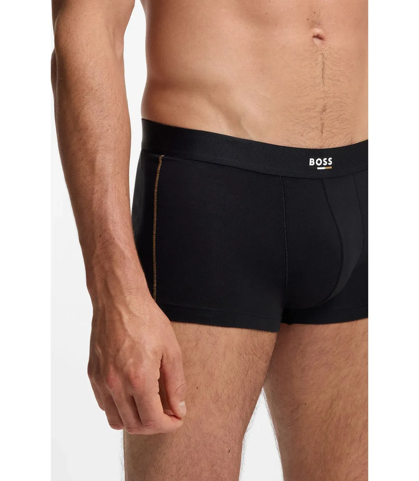 Boss Seam Stitching Trunks In Stretch Cotton Black