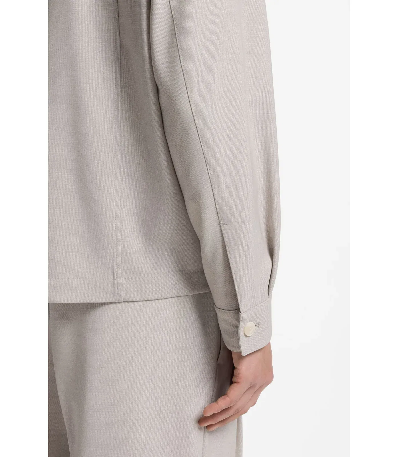Boss Relaxed Fit Zip Up Jacket In Patterned Virgin Wool Light Beige