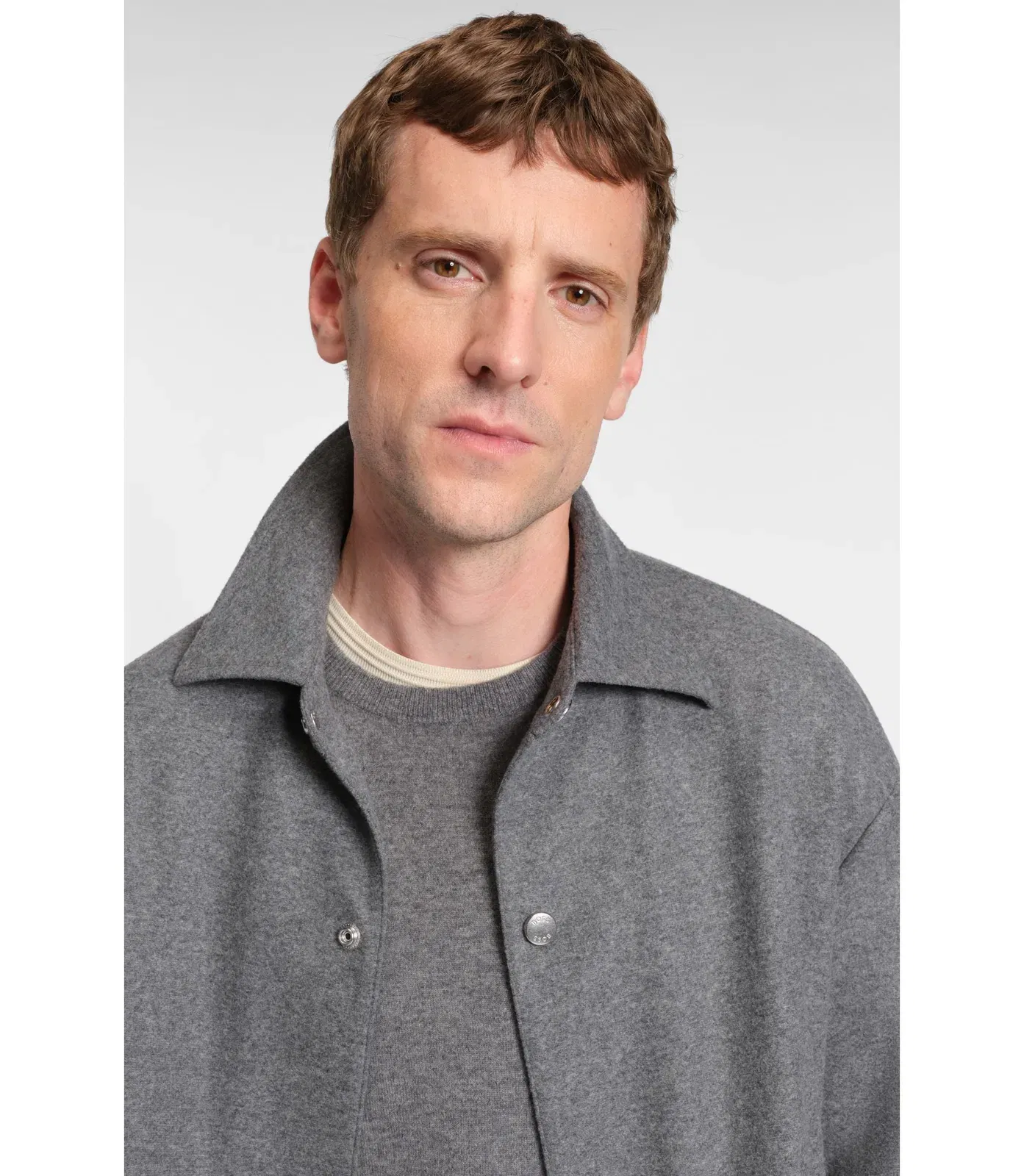 Boss Relaxed Fit Overshirt In Brushed Stretch Flannel Grey