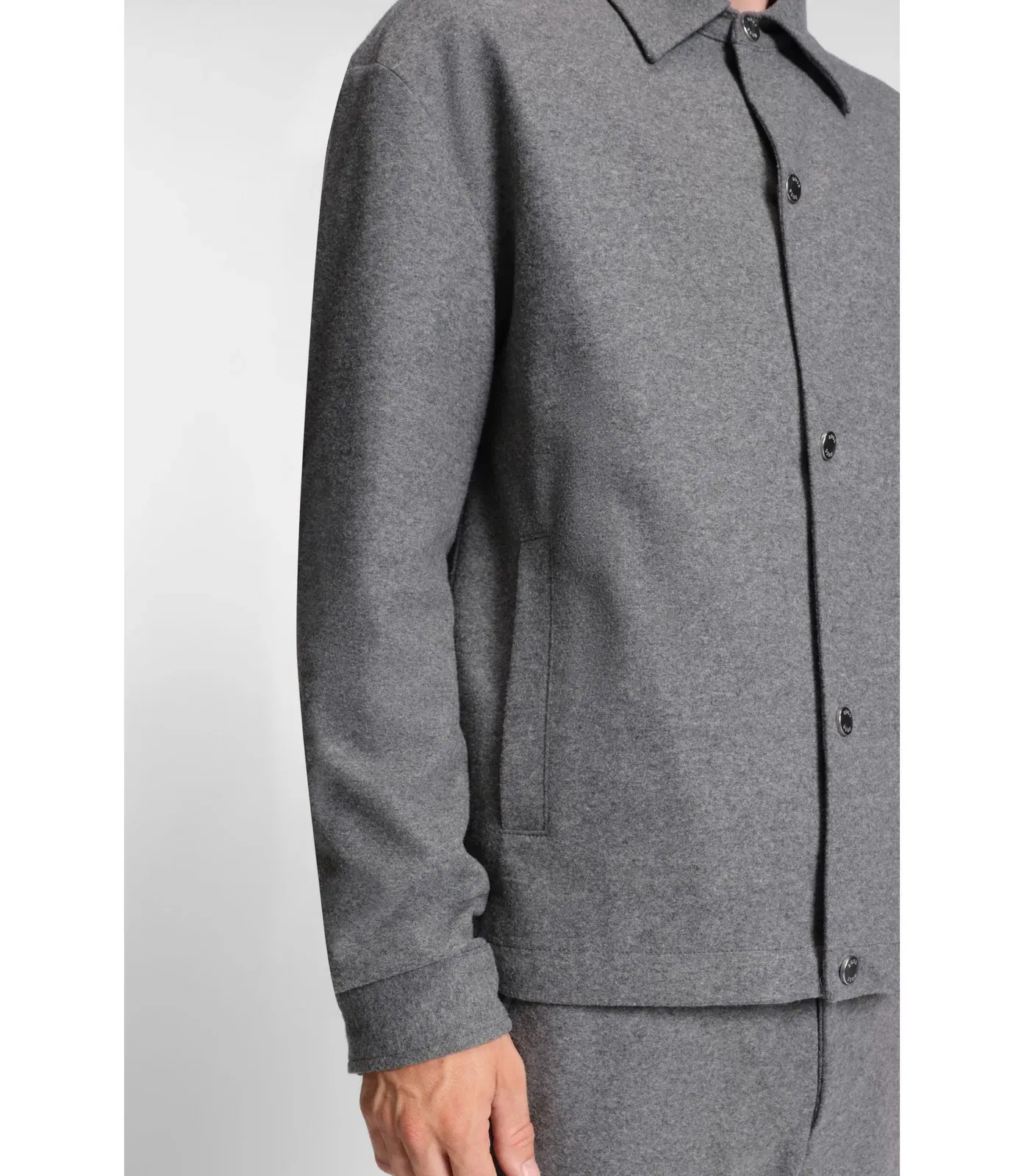 Boss Relaxed Fit Overshirt In Brushed Stretch Flannel Grey