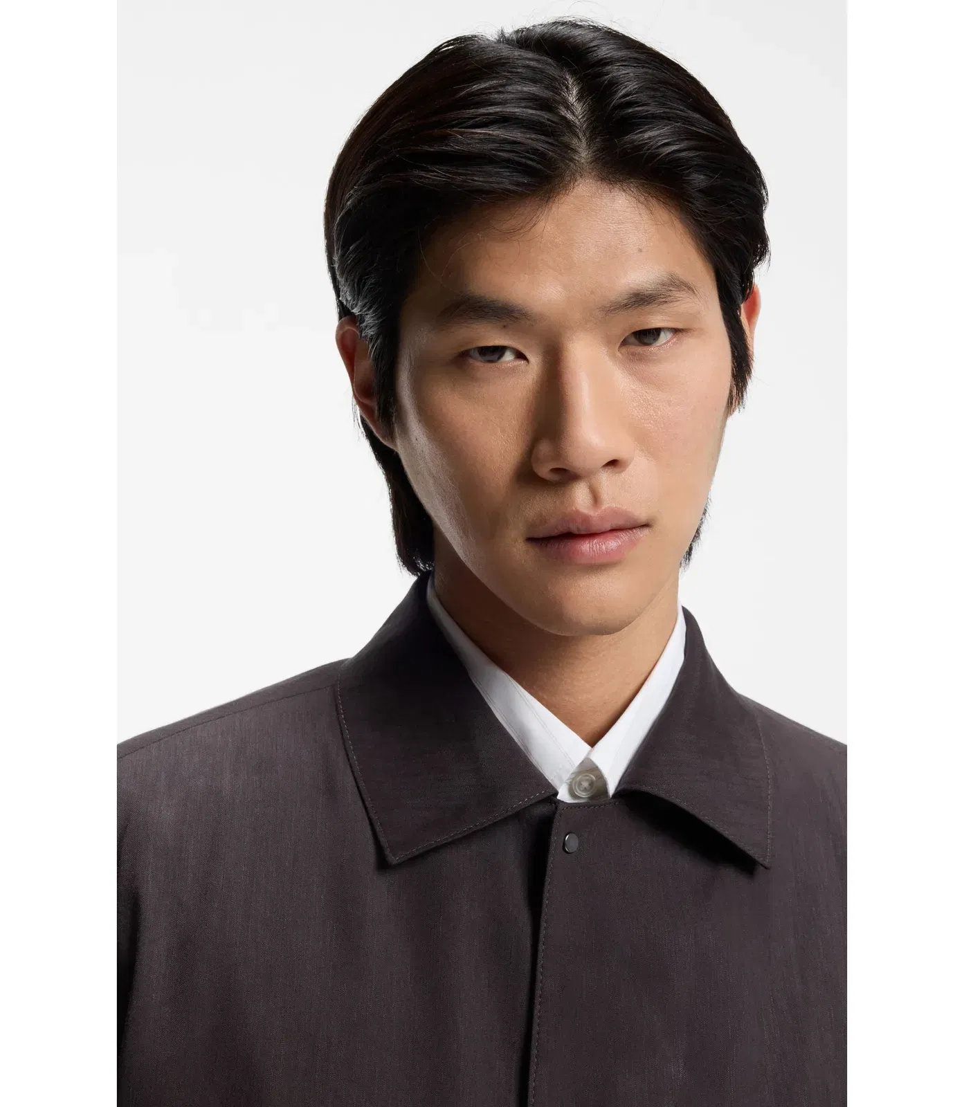 Boss Relaxed Fit Overshirt In A Linen Blend Dark Brown